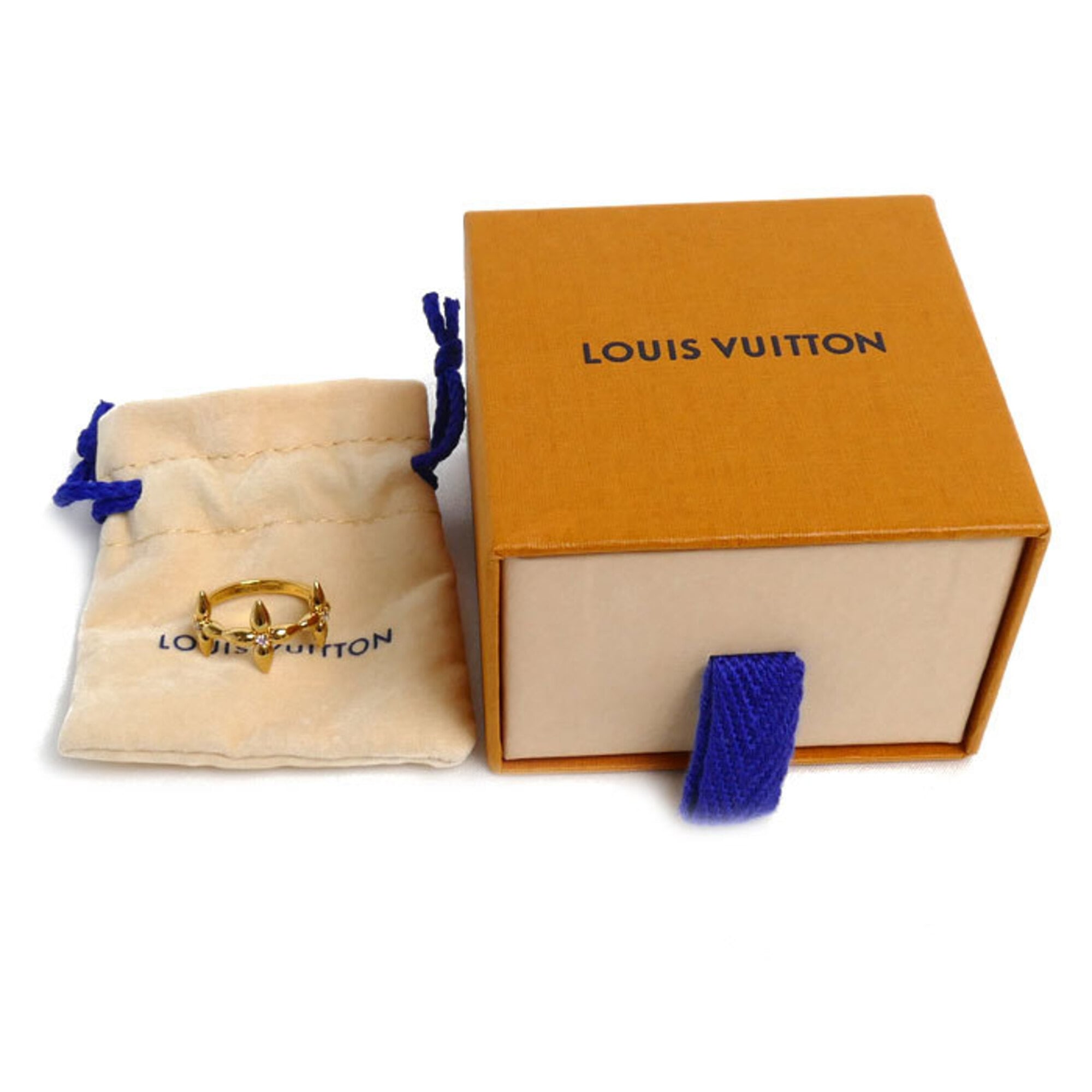 Louis Vuitton Gold Gold Plating Rhinestone Band Ring (Pre-Owned)