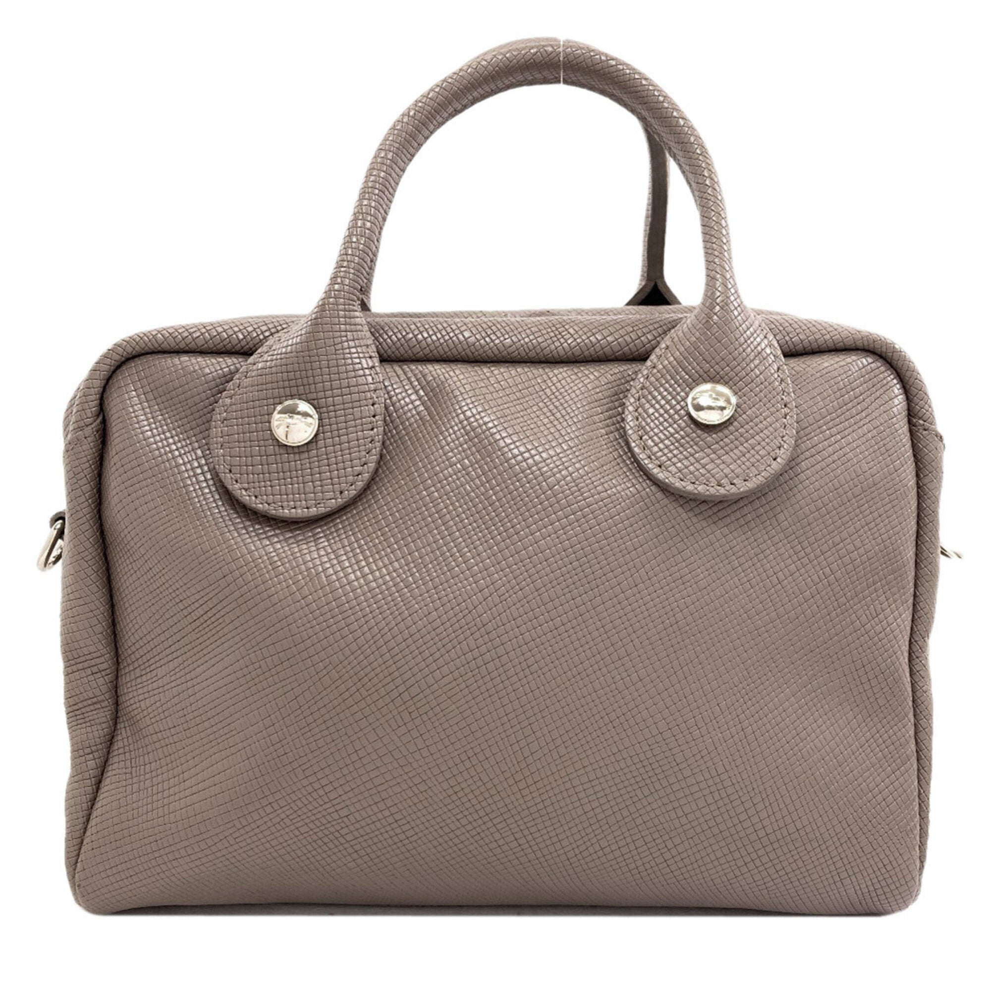 Longchamp Grayish Leather Handbag (Pre-Owned)