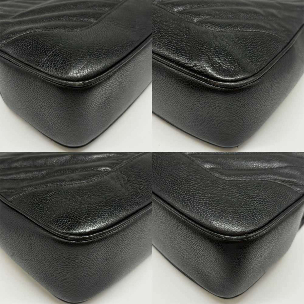 Chanel Chevron (V Stitch) Black Caviar Leather Handbag (Pre-Owned)