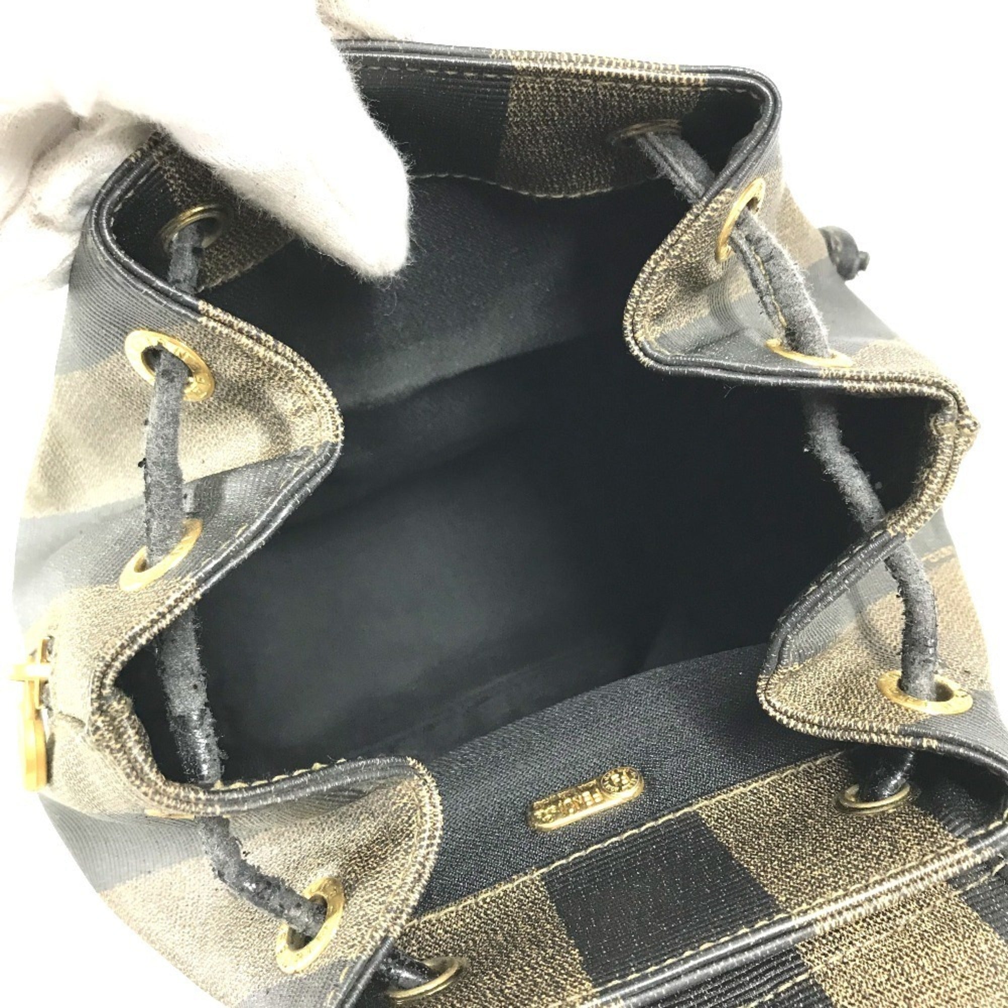 Fendi Black Khaki Pvc Leather Backpack (Pre-Owned)