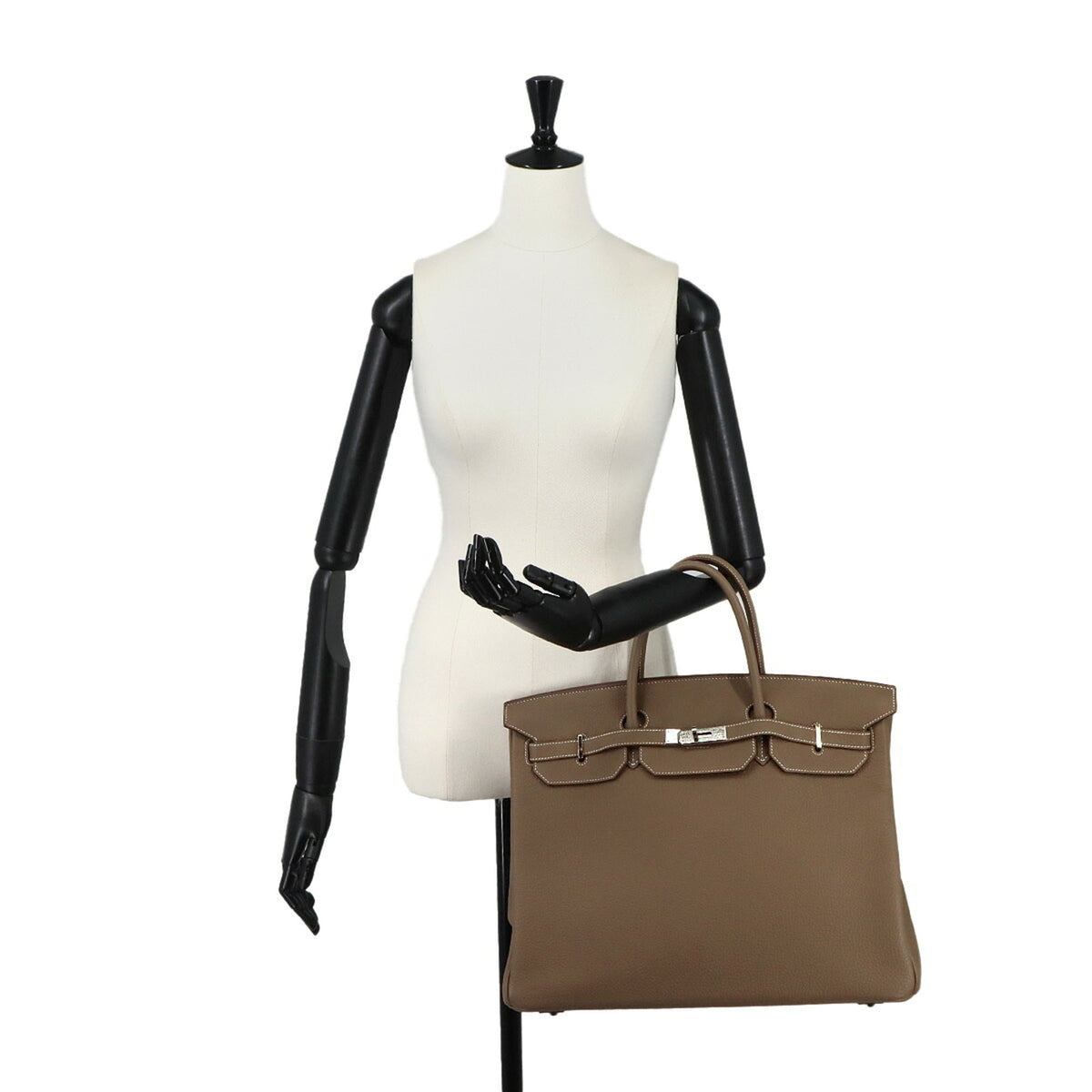 Hermes Etoupe Gray Togo Leather Handbag (Pre-Owned)