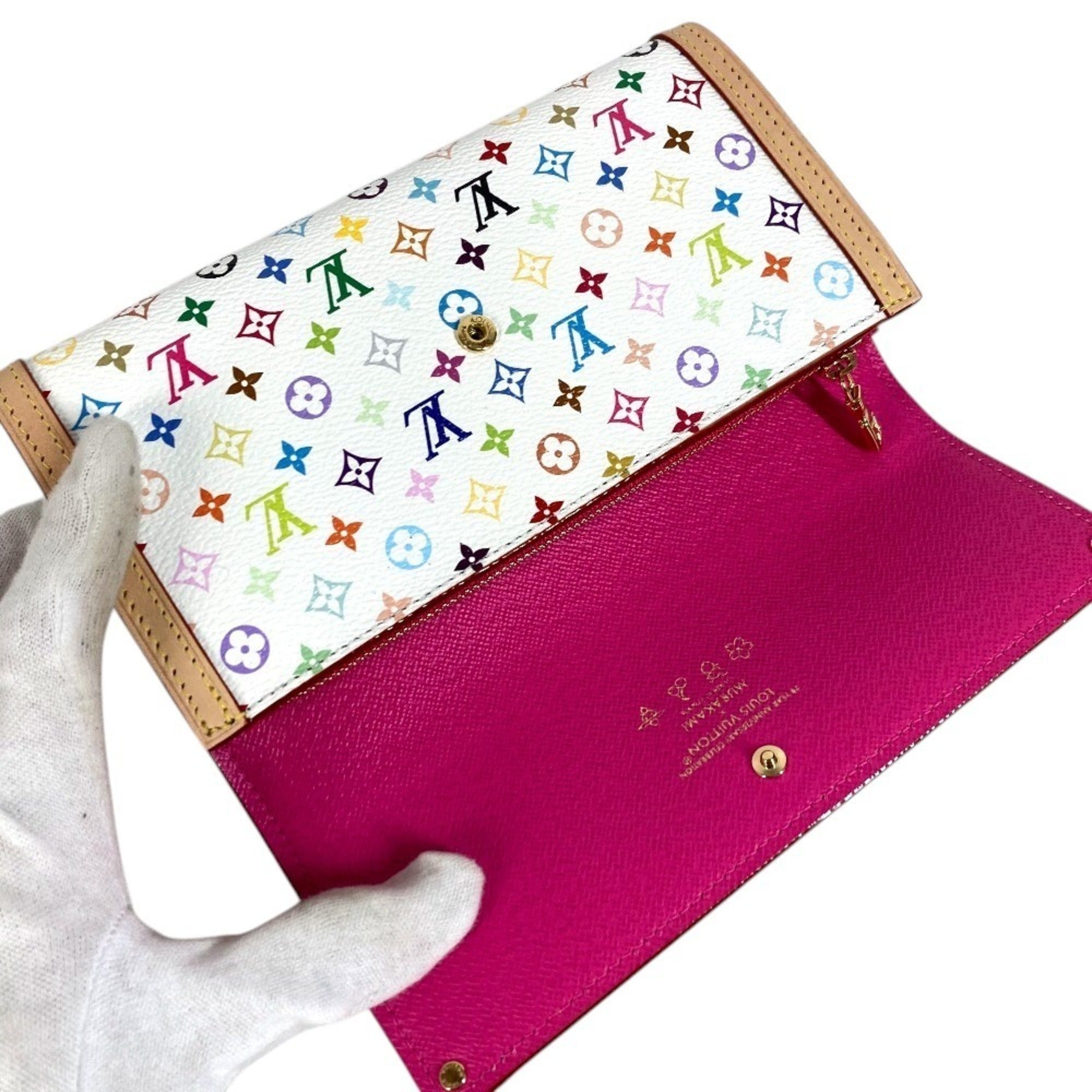Louis Vuitton Blanc White Monogram Multicolore Long Wallet (Bi-Fold) (Pre-Owned)
