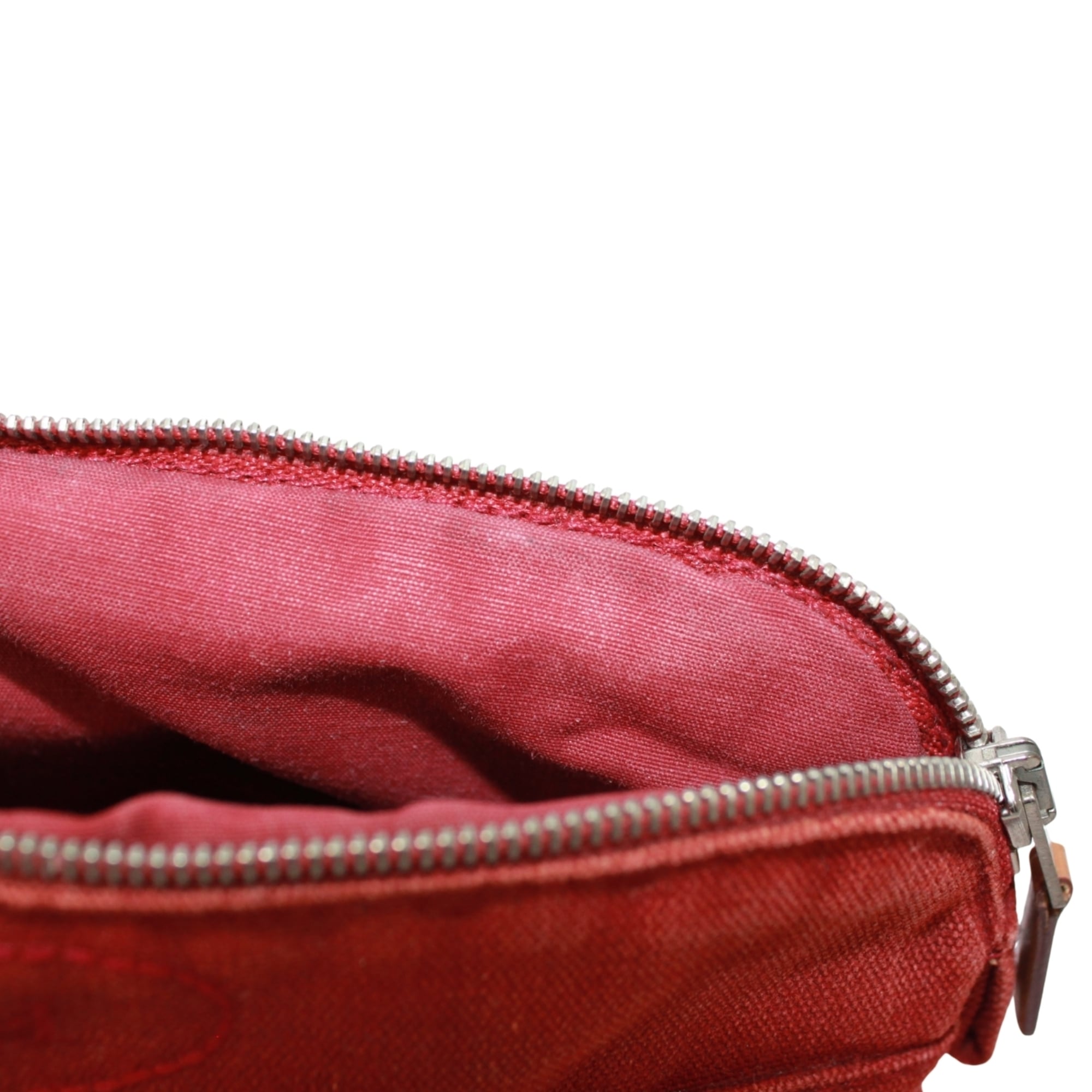 Hermes Red Color Canvas Leather Pouch (Pre-Owned)