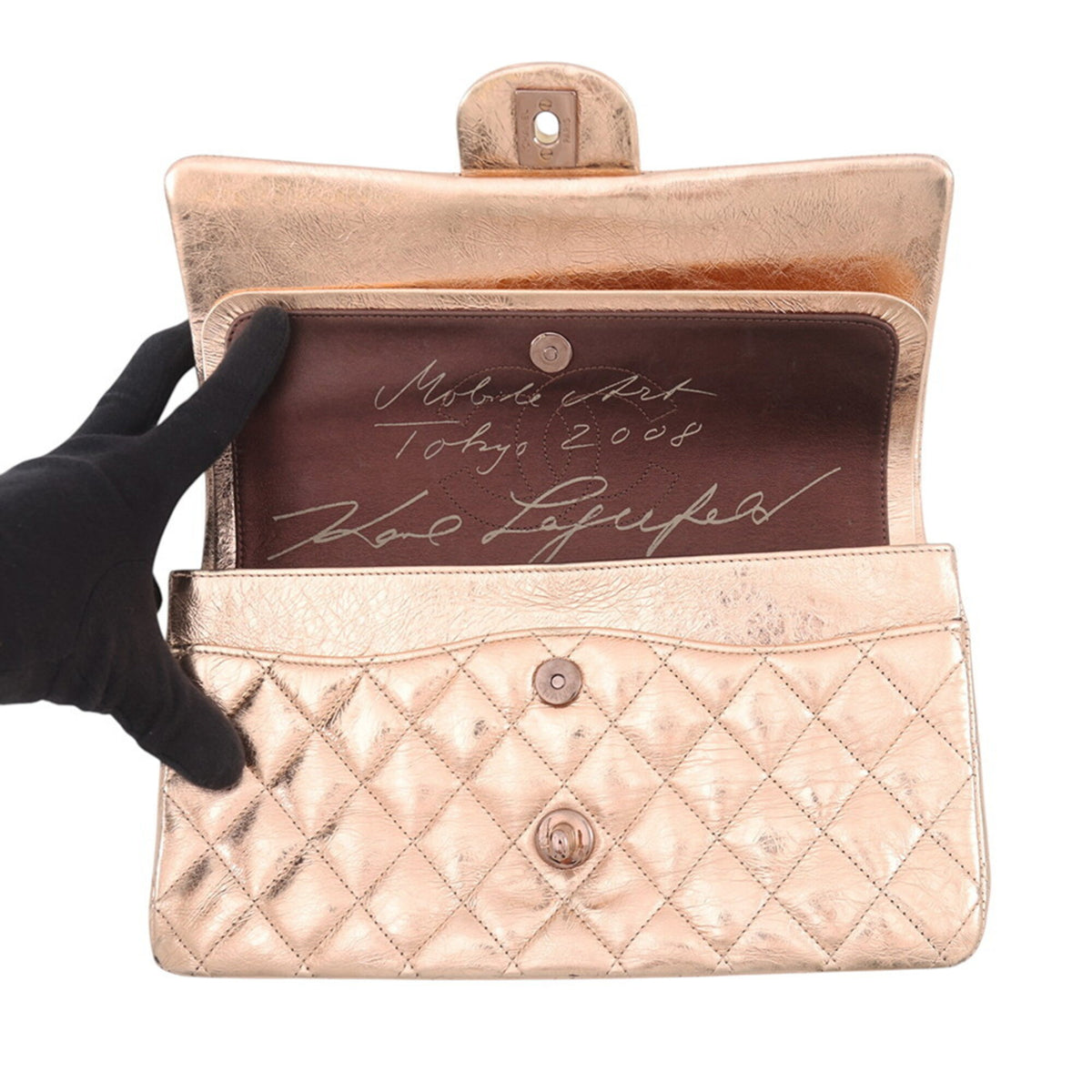 Chanel Gold Pink Handbag Shoulder Bag (Pre-Owned)