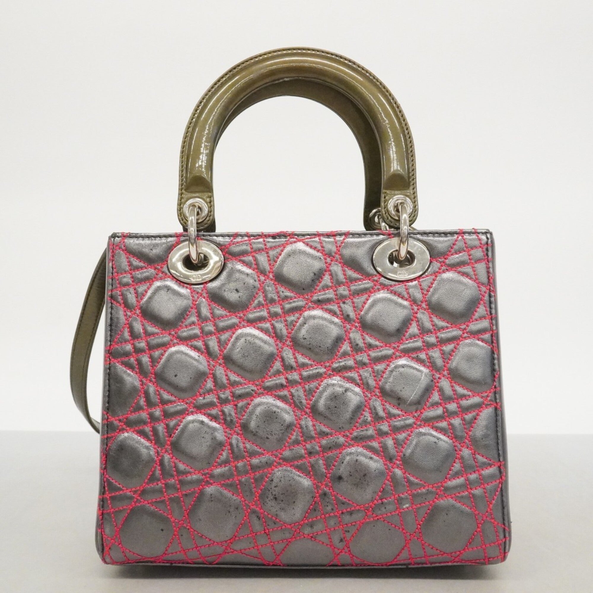 Christian Dior Pink Silver Leather Handbag (Pre-Owned)