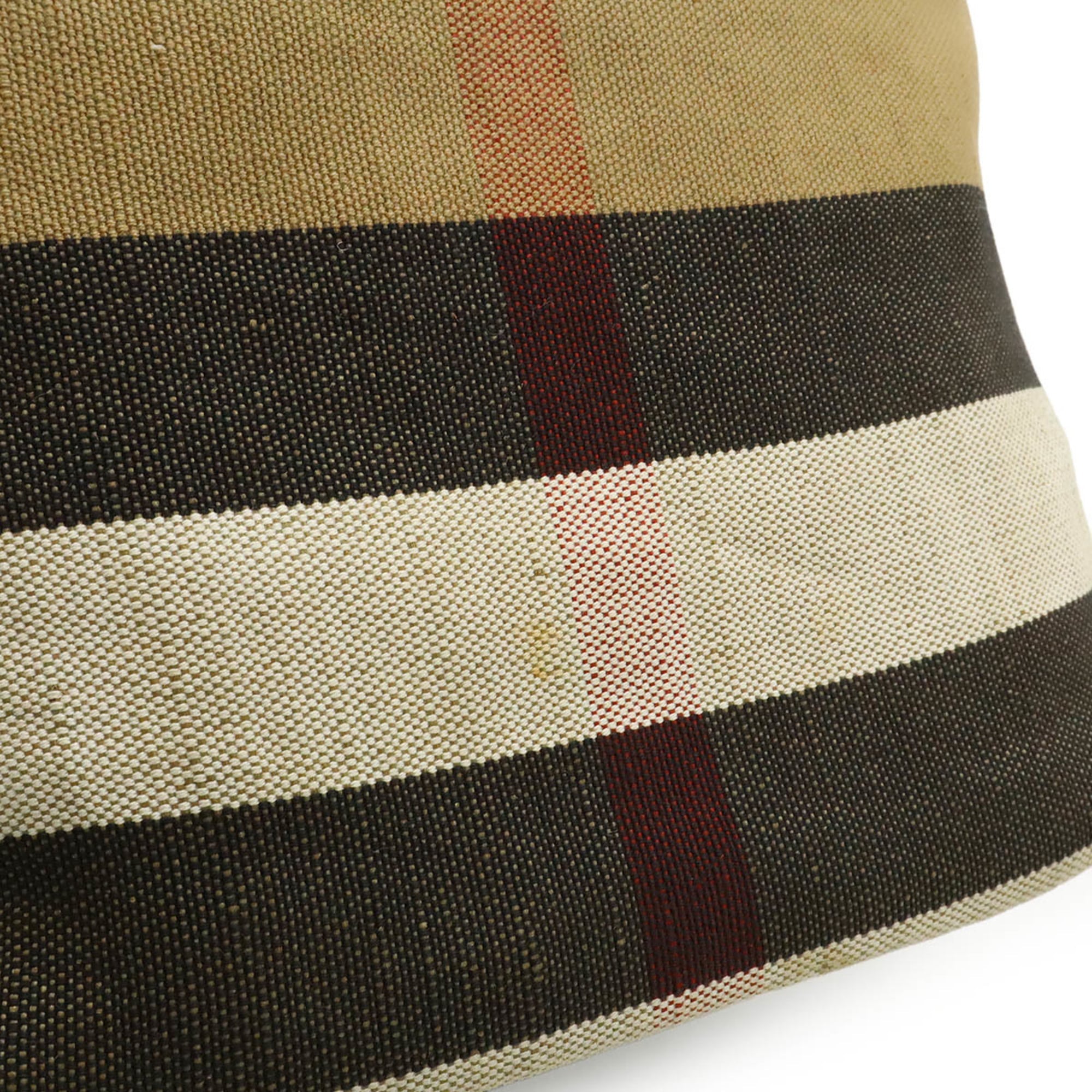 Burberry Black Brown Red Color Canvas Leather Shoulder Bag (Pre-Owned)
