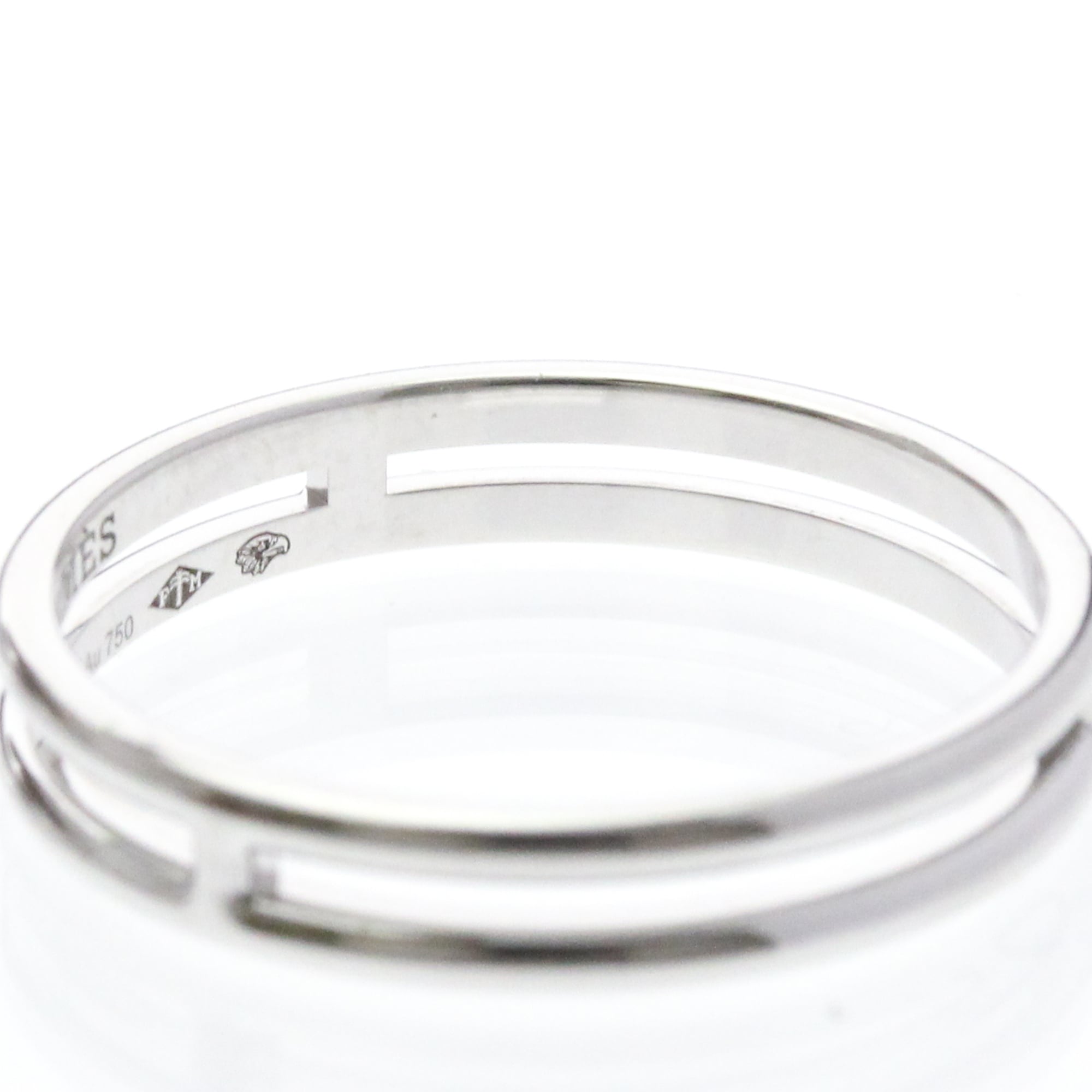 Hermes Ariane Wedding Band Ring 18K White Gold Silver White_Gold Ring Jewelry (Pre-Owned)