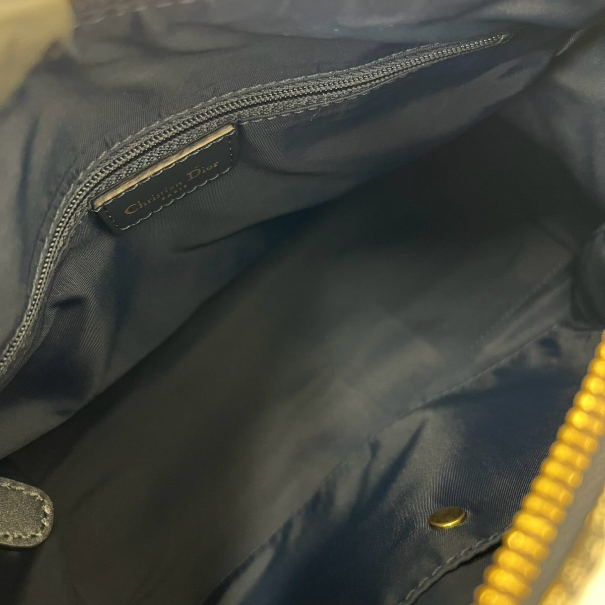 Christian Dior Navy Canvas Leather Boston Bag Handbag (Pre-Owned)