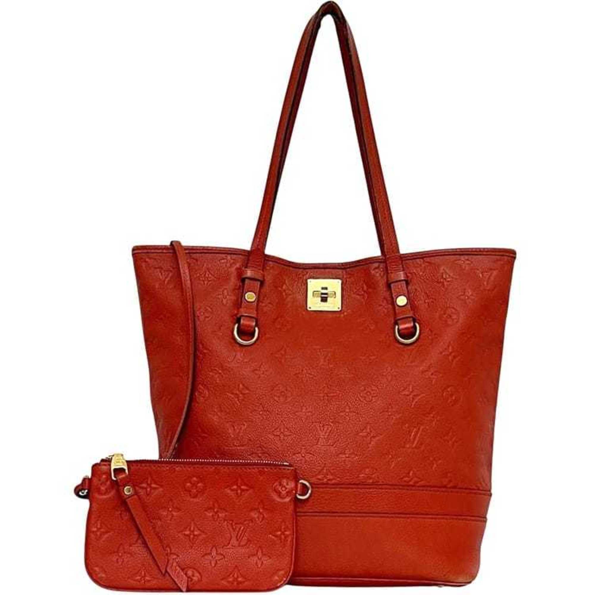 Louis Vuitton Monogram Empreinte Auriane Red Color Leather Tote Bag (Pre-Owned)