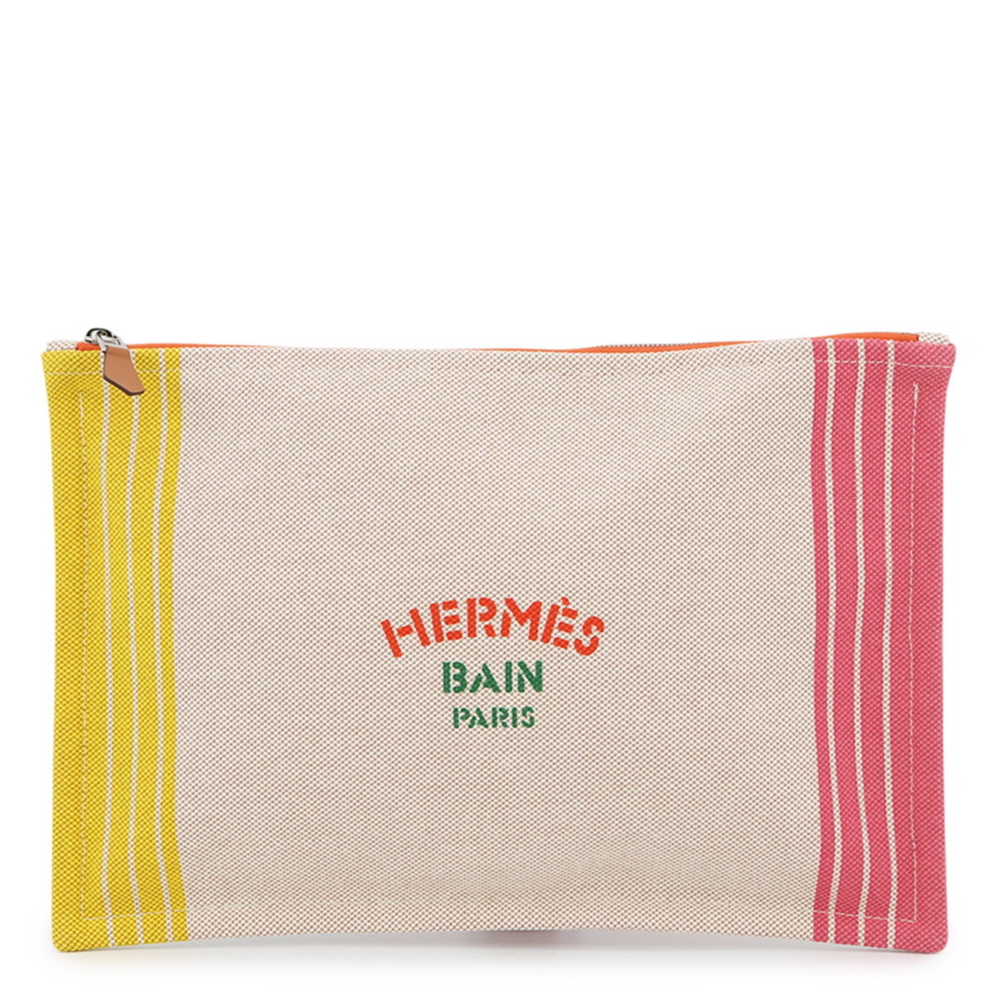 Hermes Green Pink Yellow Cotton Pouch (Pre-Owned)