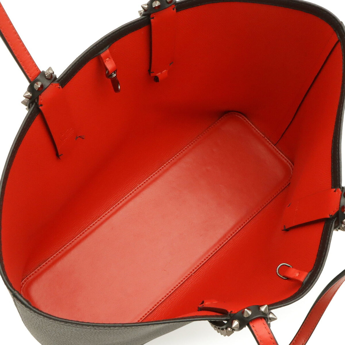 Christian Louboutin Black Red Color Leather Rubber Handbag Pouch Shoulder Bag Tote Bag (Pre-Owned)