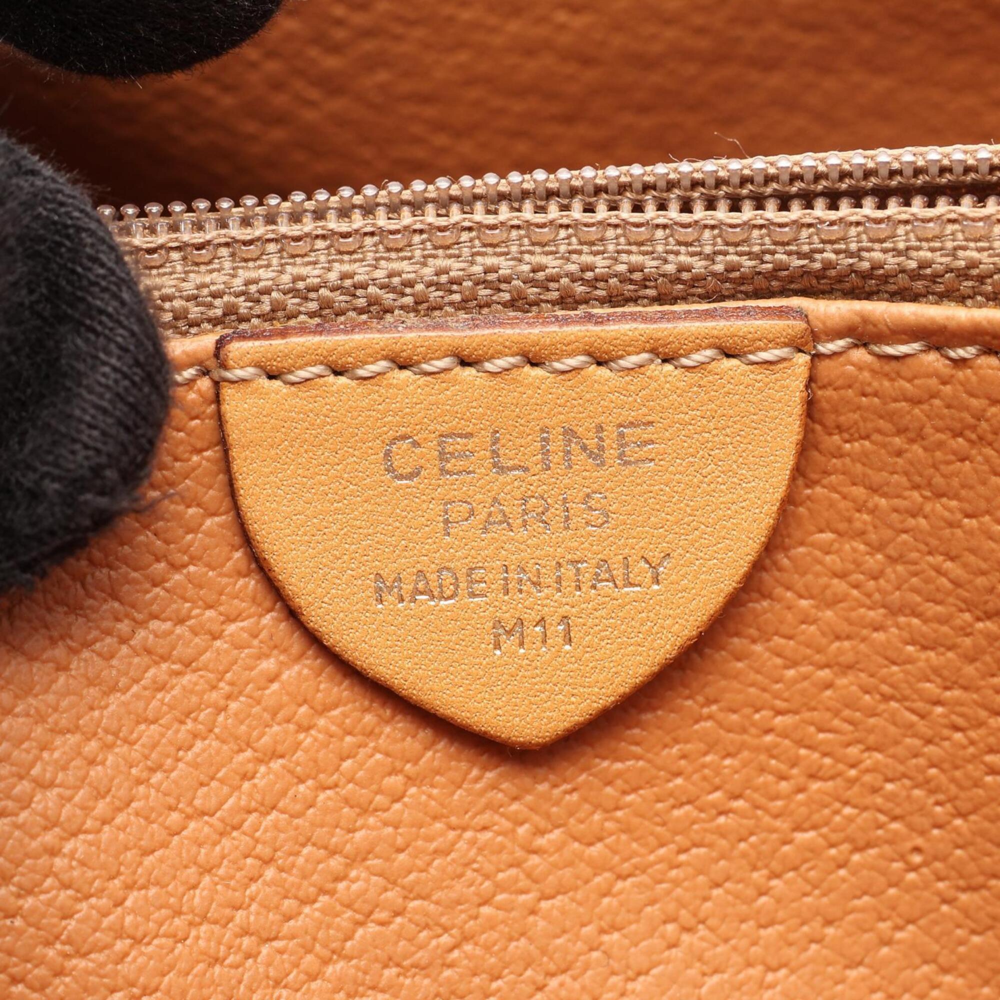 Celine Beige Brown Coated Canvas Leather Handbag Shoulder Bag (Pre-Owned)