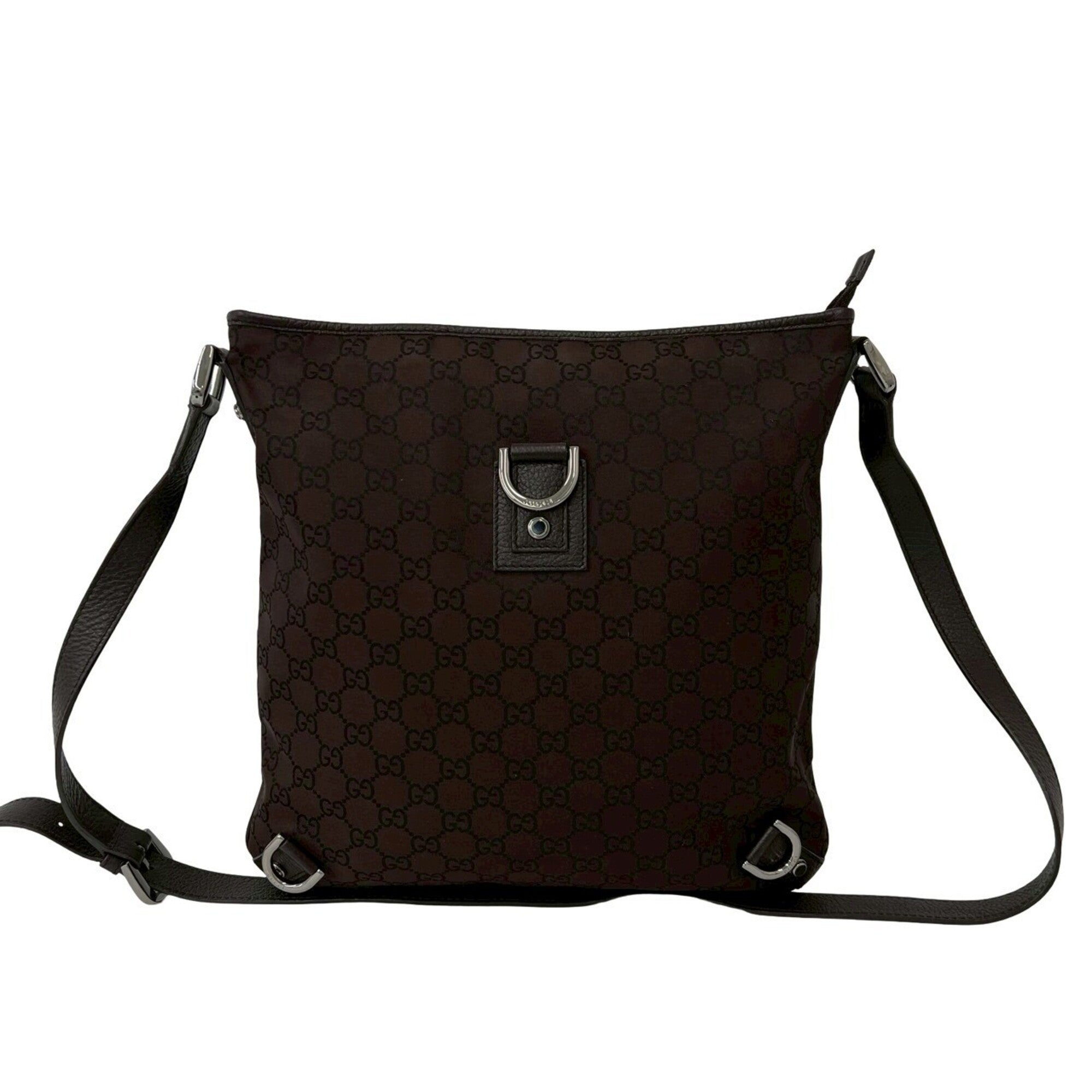 Gucci Brown Nylon Leather Pochette Shoulder Bag (Pre-Owned)