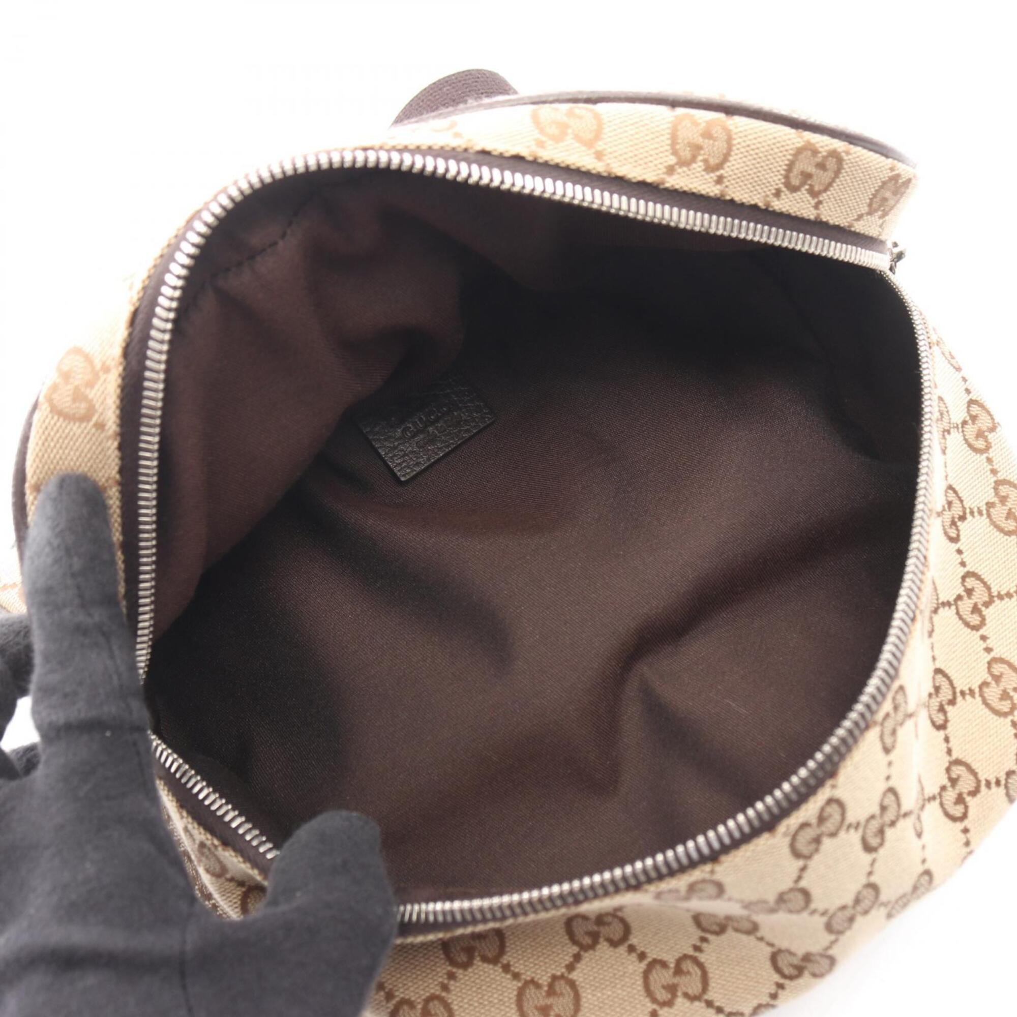 Gucci Beige Brown Canvas Leather Fanny Pack Handbag (Pre-Owned)