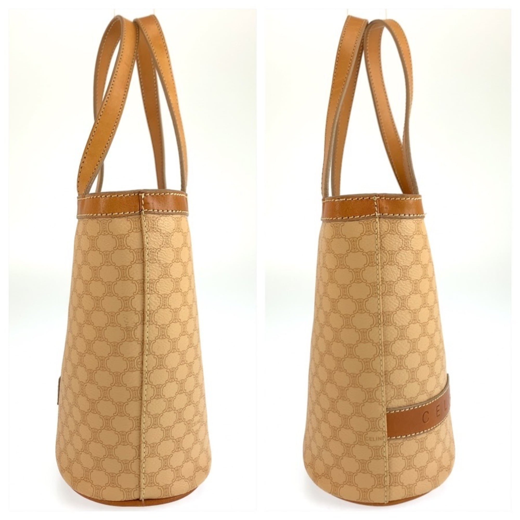 Celine Beige Brown Pvc Handbag Tote Bag (Pre-Owned)
