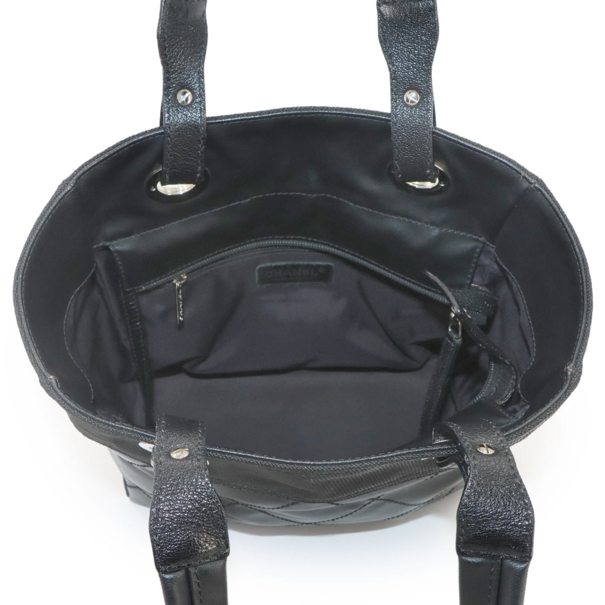 Chanel Black Nylon Leather Handbag Tote Bag (Pre-Owned)