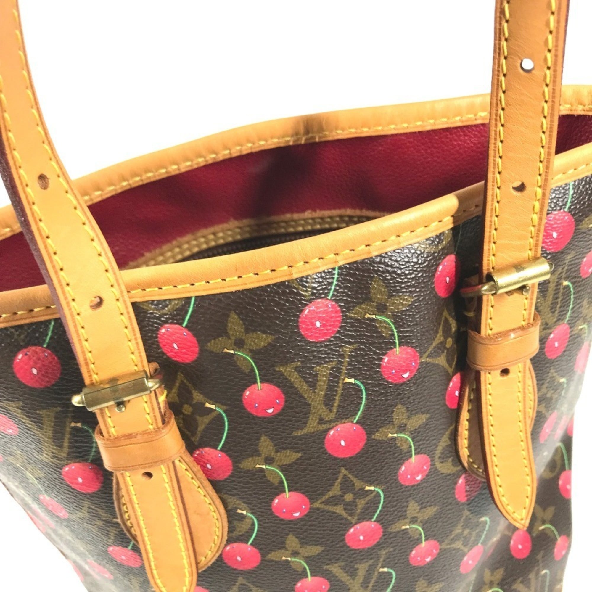 Louis Vuitton Brown Monogram Cherry Red Color Monogram Canvas Shoulder Bag Tote Bag (Pre-Owned)