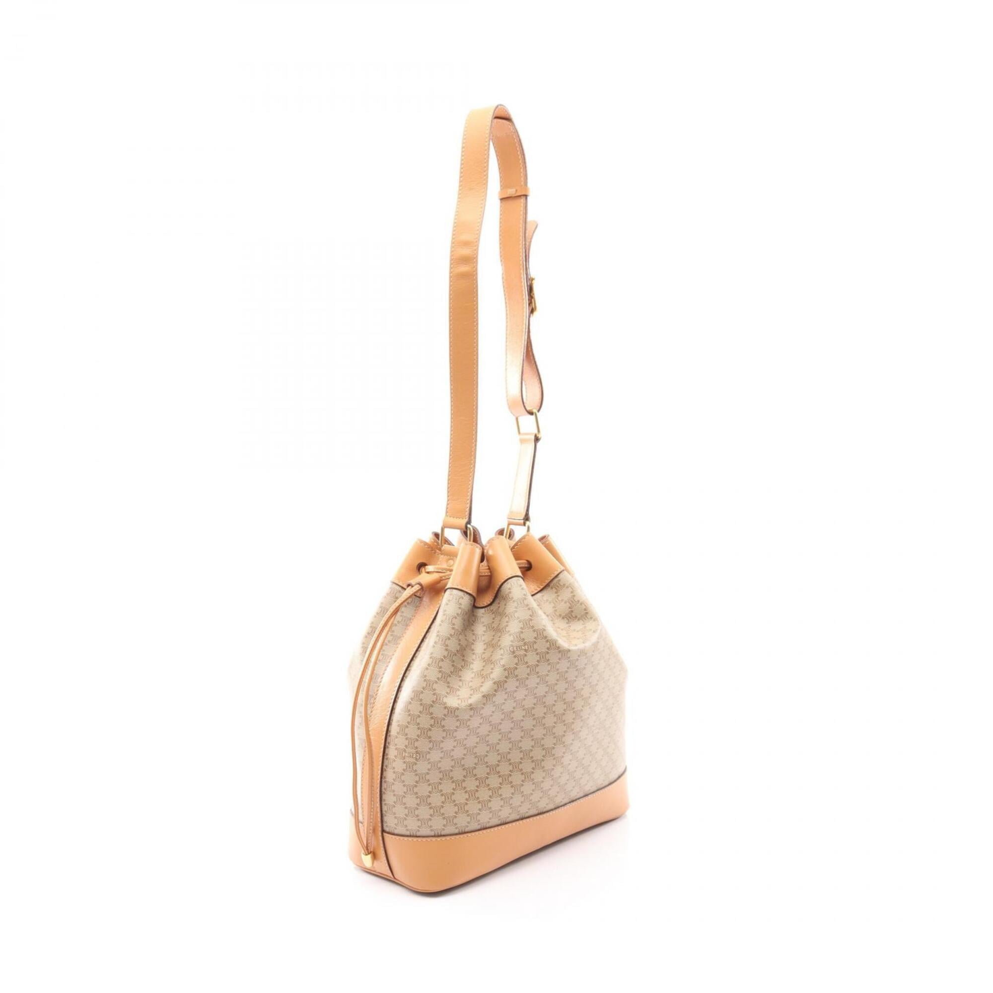 Celine Beige Coated Canvas Leather Handbag Shoulder Bag (Pre-Owned)