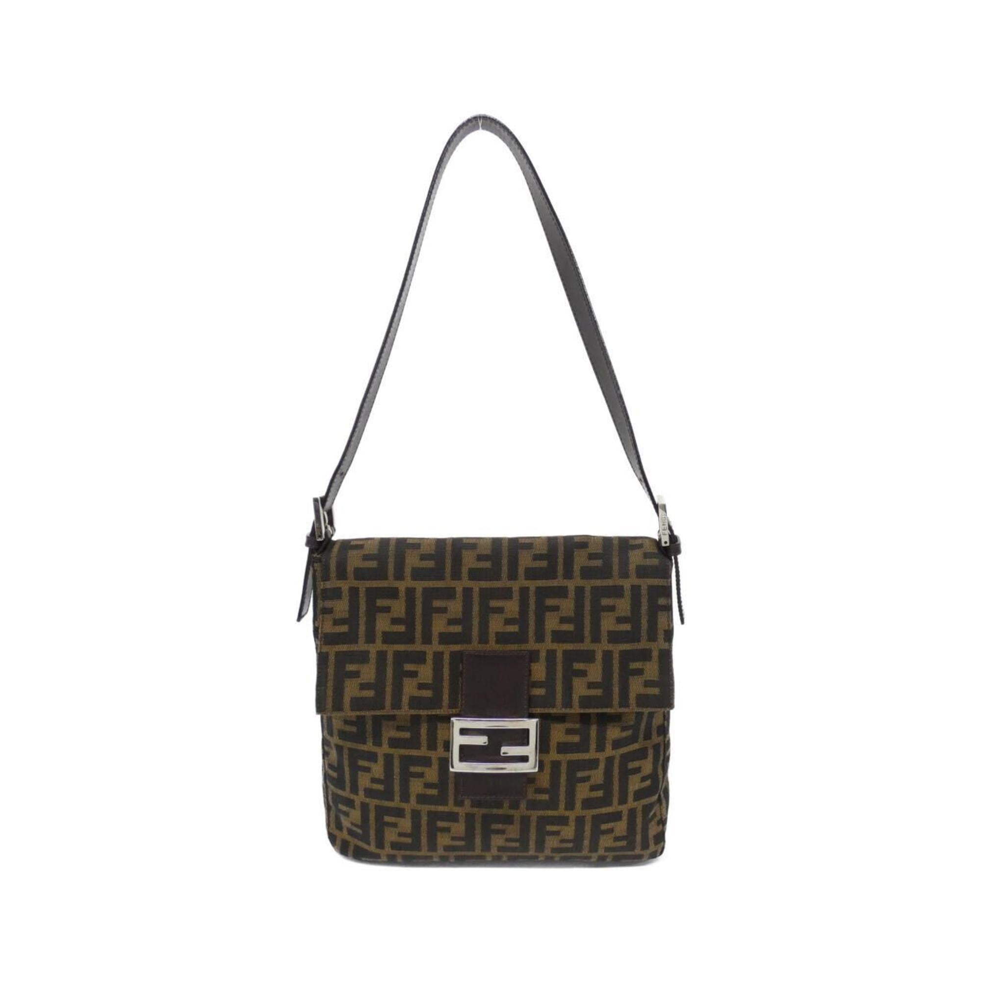 Fendi Baguette Brown Canvas Shoulder Bag (Pre-Owned)