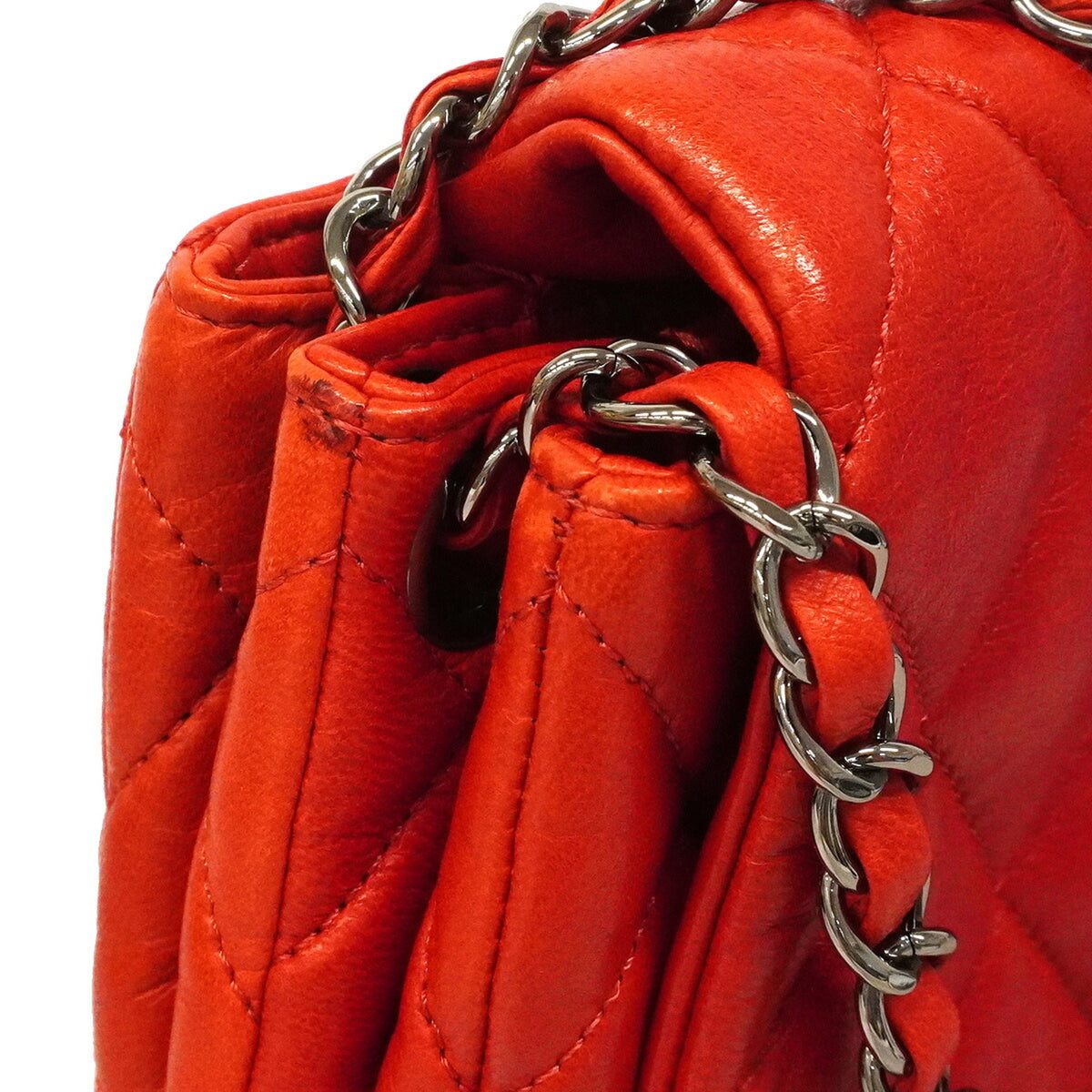 Chanel Red Color Leather Shoulder Bag (Pre-Owned)