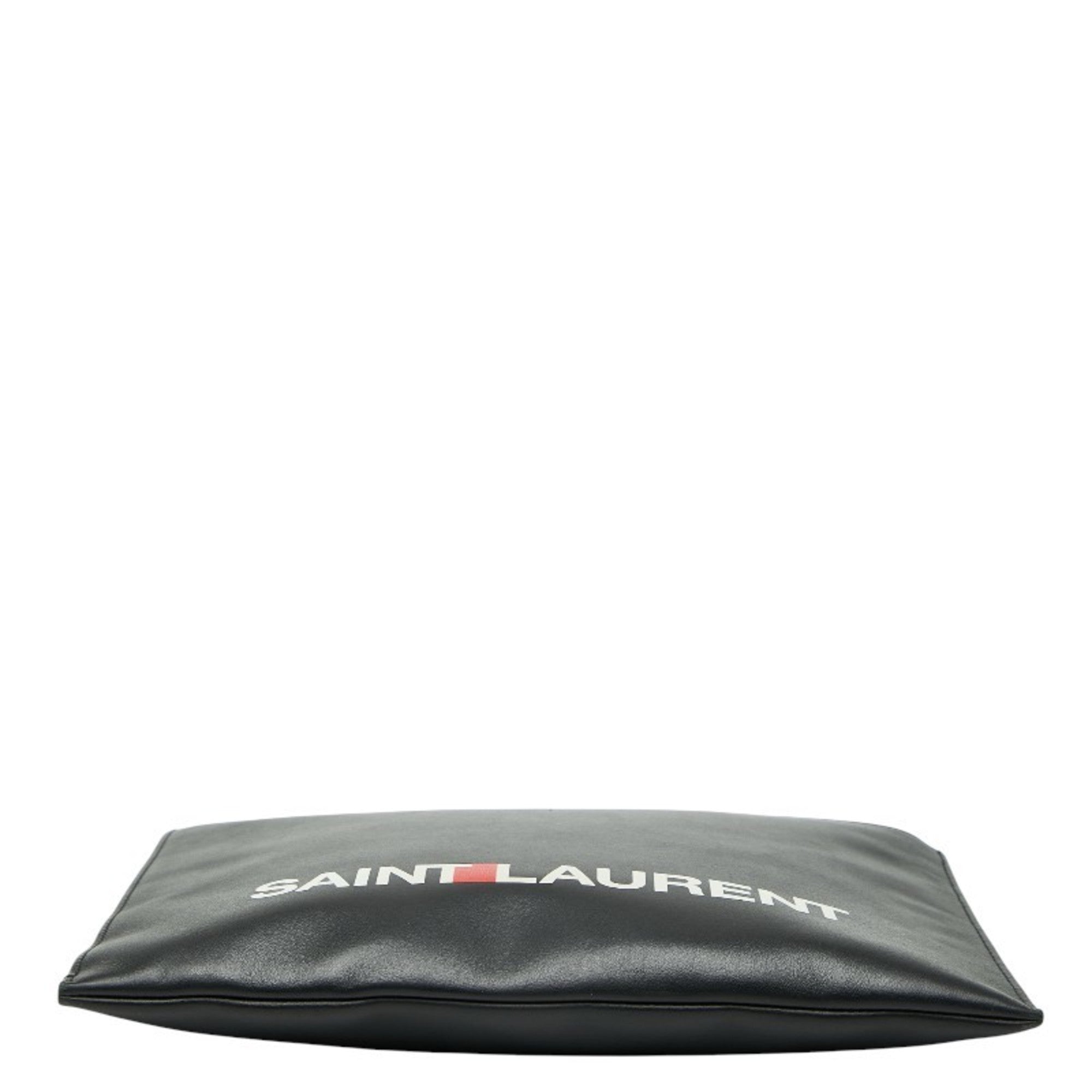 Saint Laurent Black White Leather Clutch Bag (Pre-Owned)