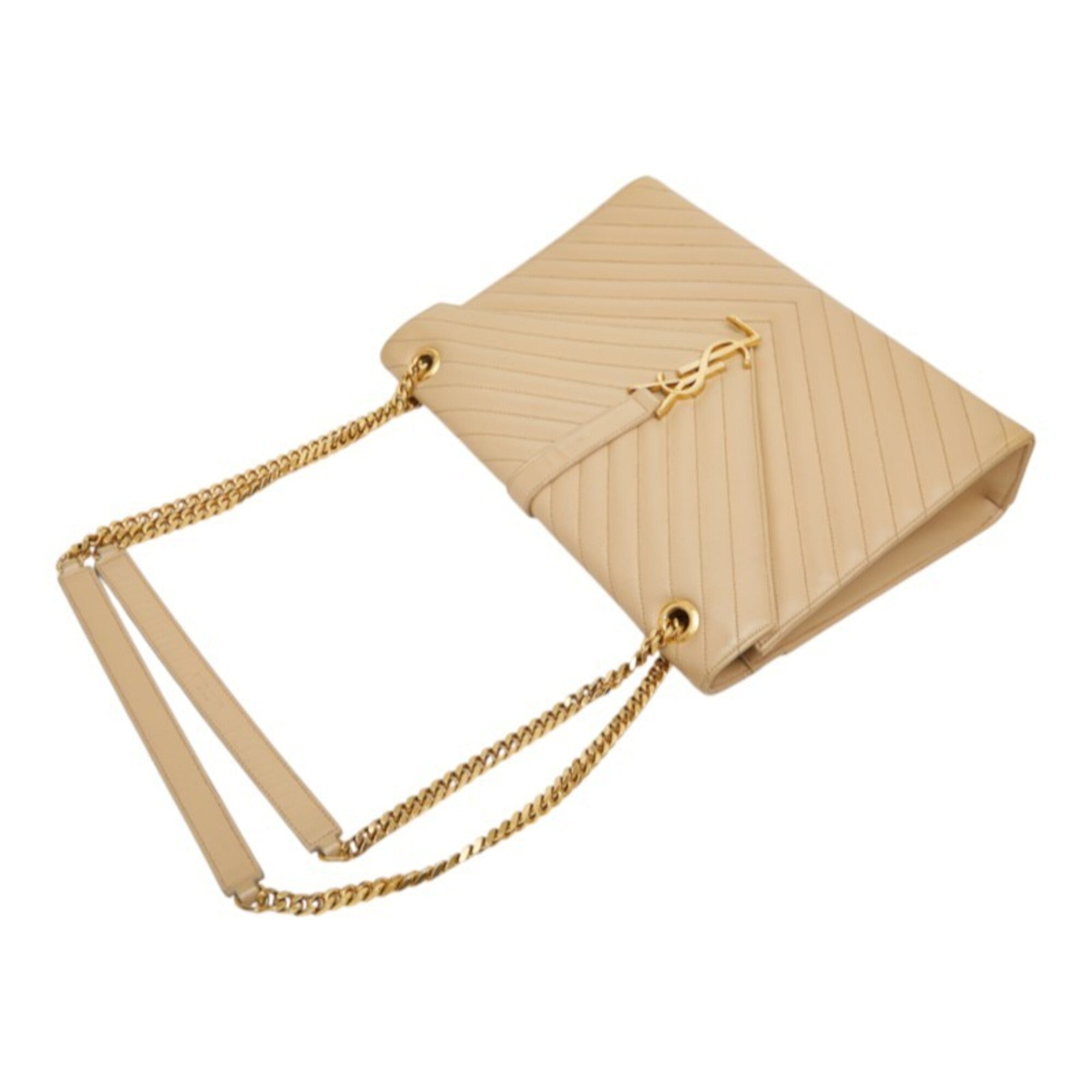 Saint Laurent Beige Gold Leather Shoulder Bag (Pre-Owned)