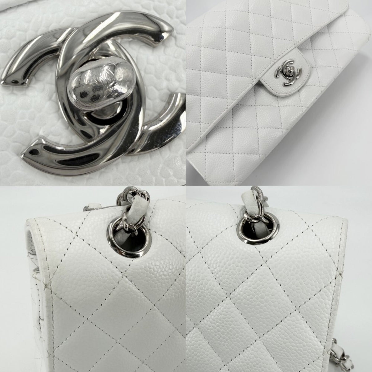 Chanel White Grained Calfskin Shoulder Bag (Pre-Owned)