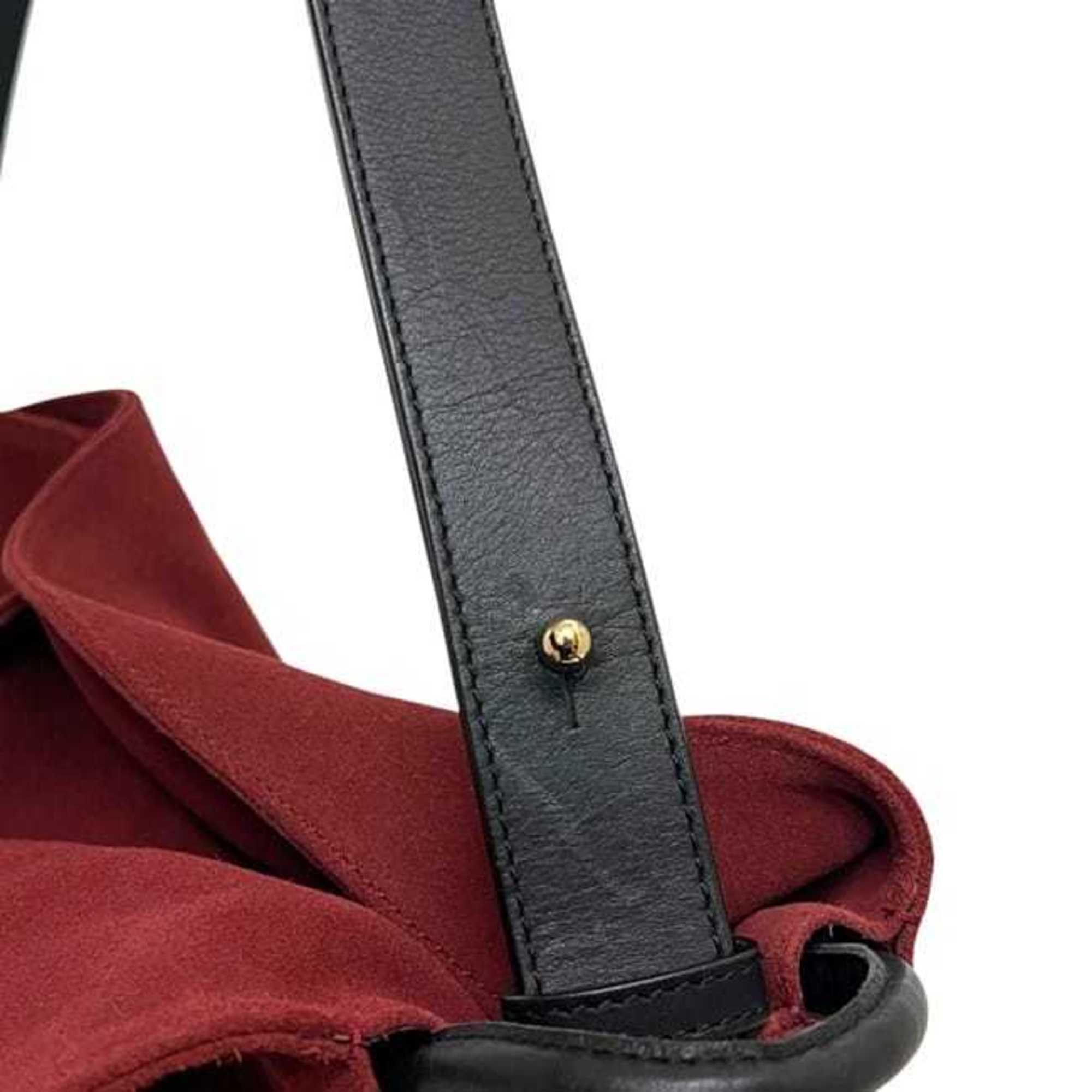 Loewe Red Color Suede Leather Shoulder Bag Tote Bag (Pre-Owned)