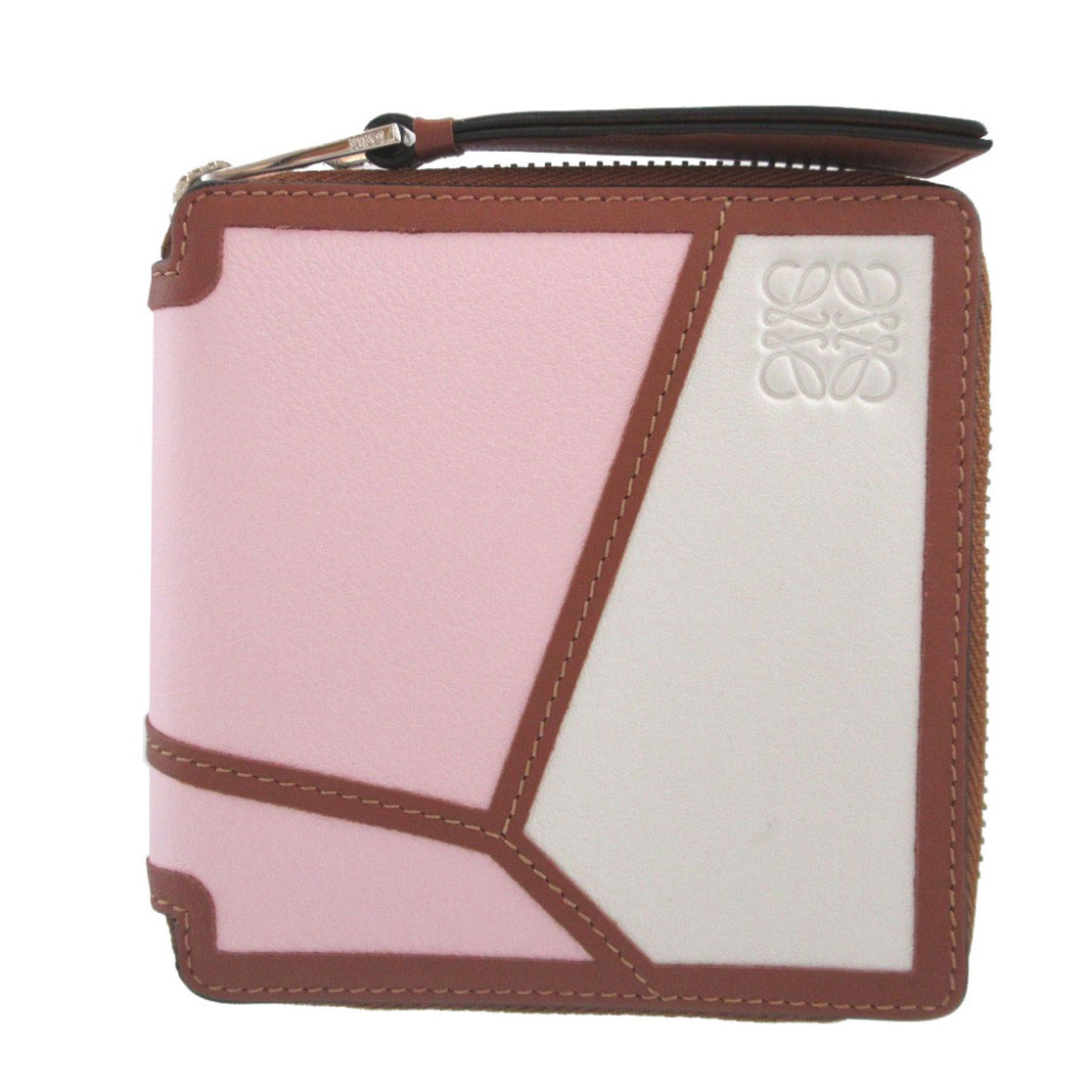 Loewe Brown Ivory Pink Leather Wallet (Tri-Fold) (Pre-Owned)