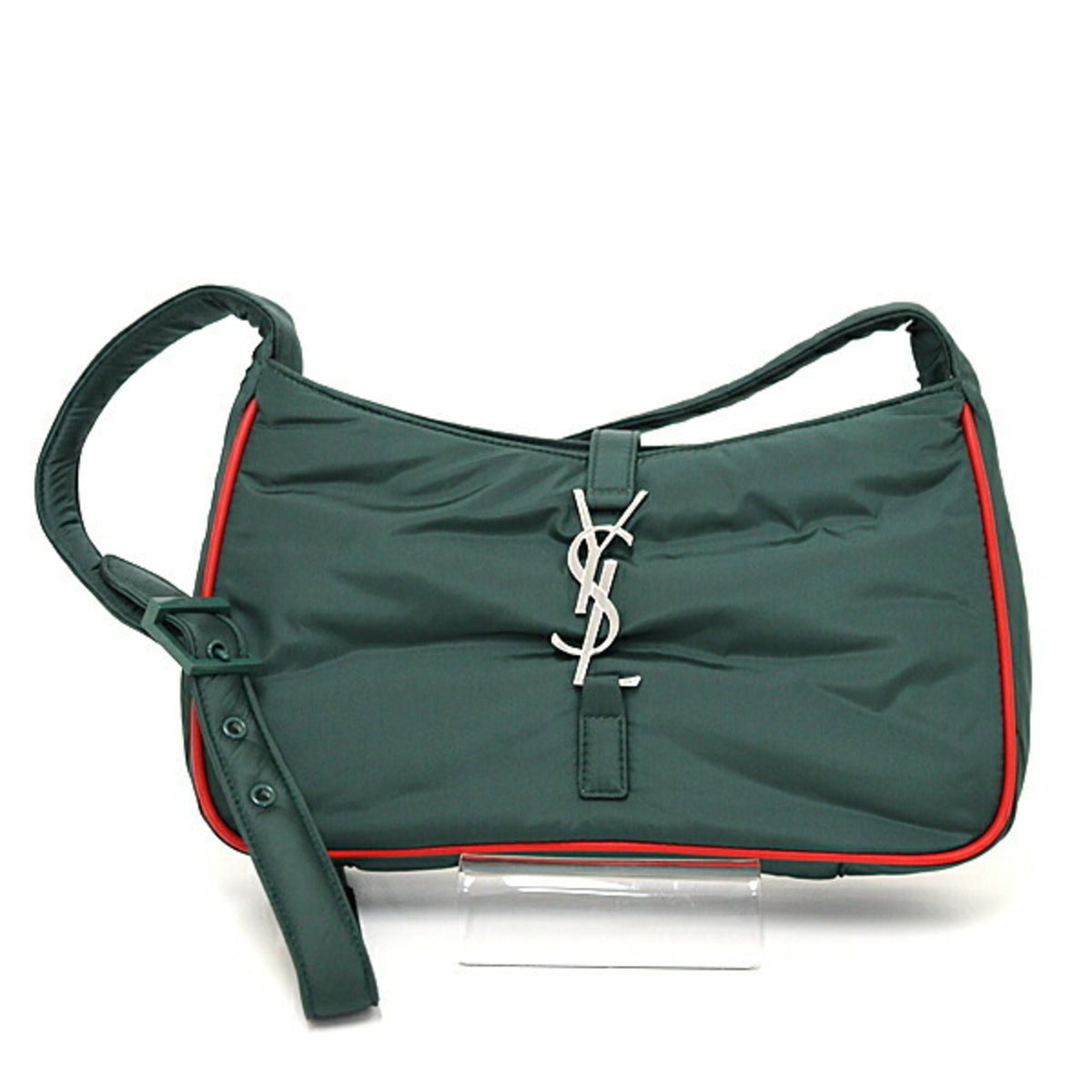 Saint Laurent Green Khaki Red Color Leather Shoulder Bag (Pre-Owned)