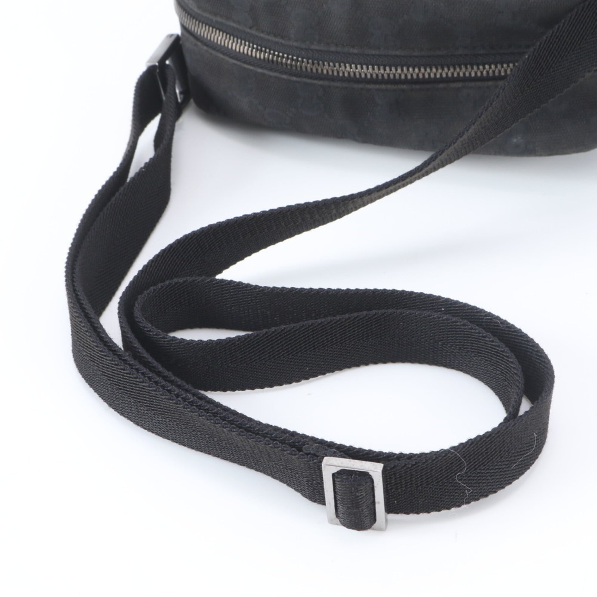 Gucci Gg Canvas Black Leather Canvas Shoulder Bag (Pre-Owned)