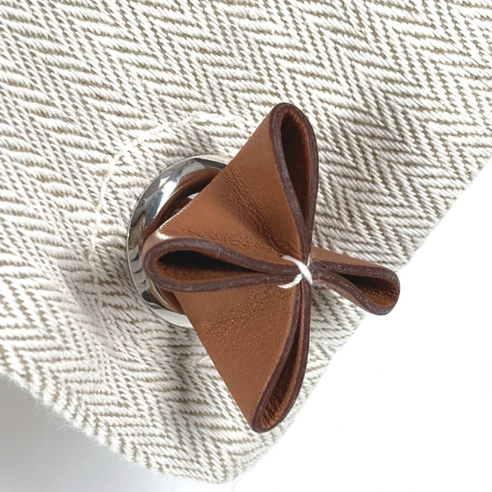 Hermes Beige Brown Toile Chevron Barenia Leather Backpack (Pre-Owned)