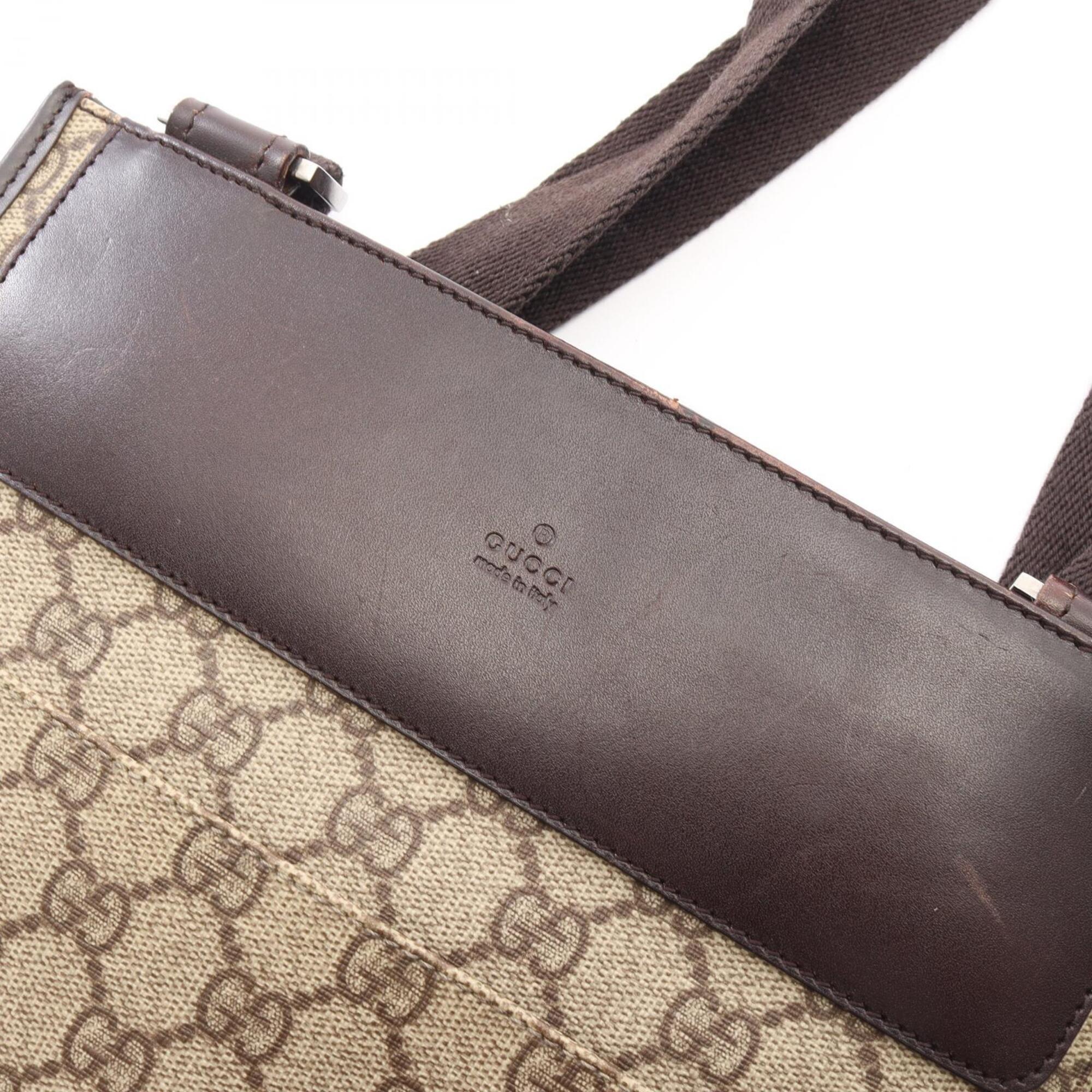 Gucci Beige Brown Pvc Coated Canvas Leather Shoulder Bag (Pre-Owned)
