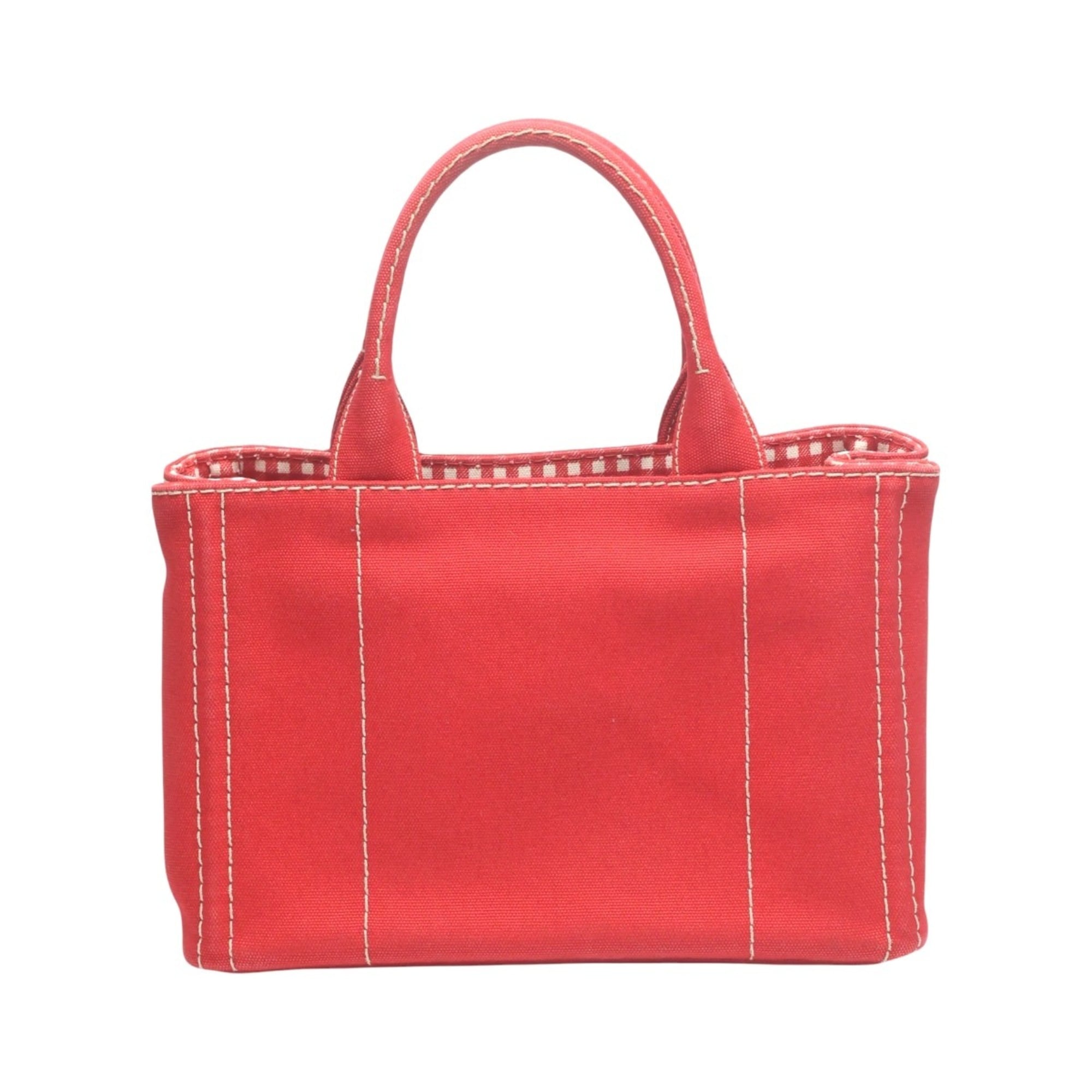 Prada Red Color Canvas Tote Bag (Pre-Owned)