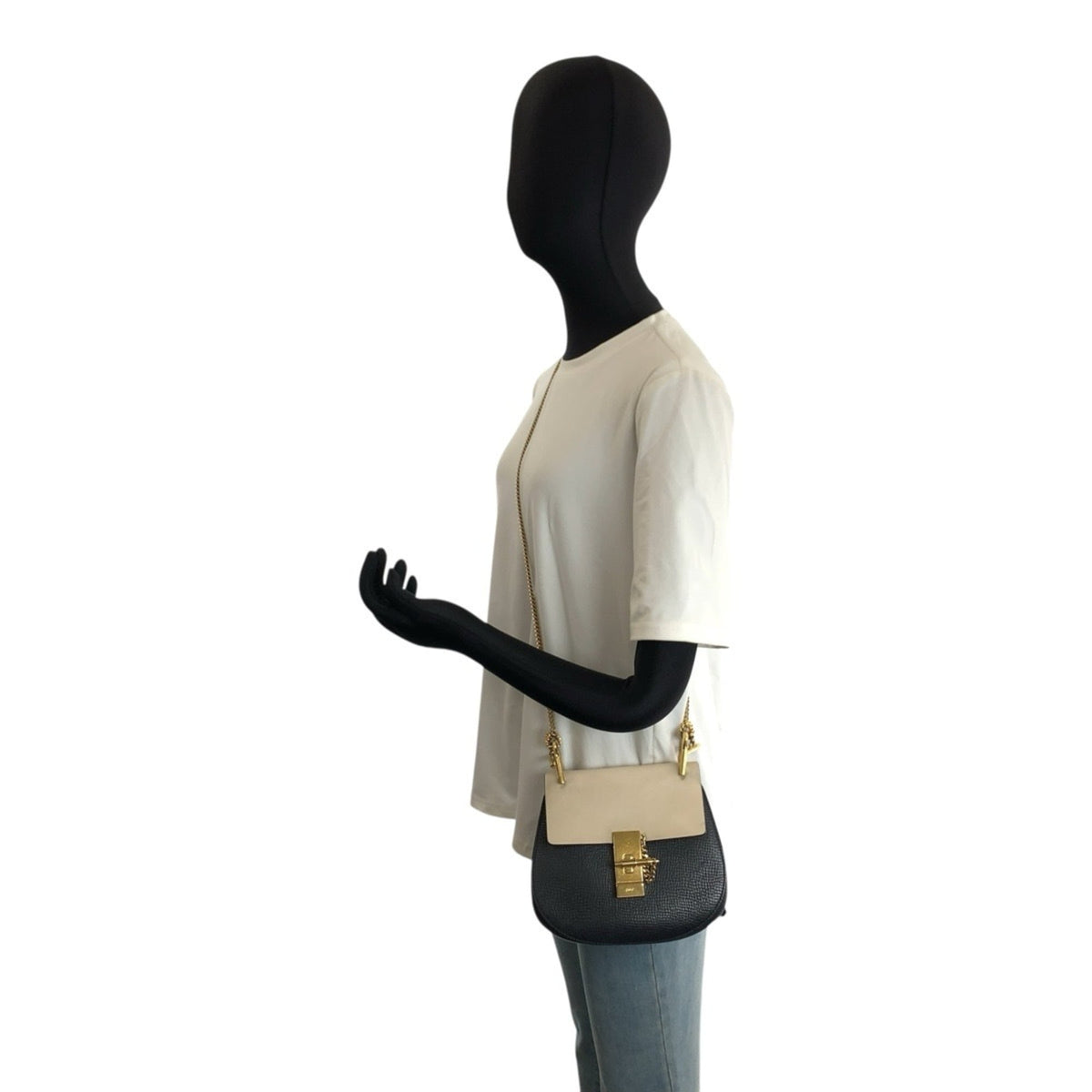 Chloé Beige Black Leather Pochette Shoulder Bag (Pre-Owned)