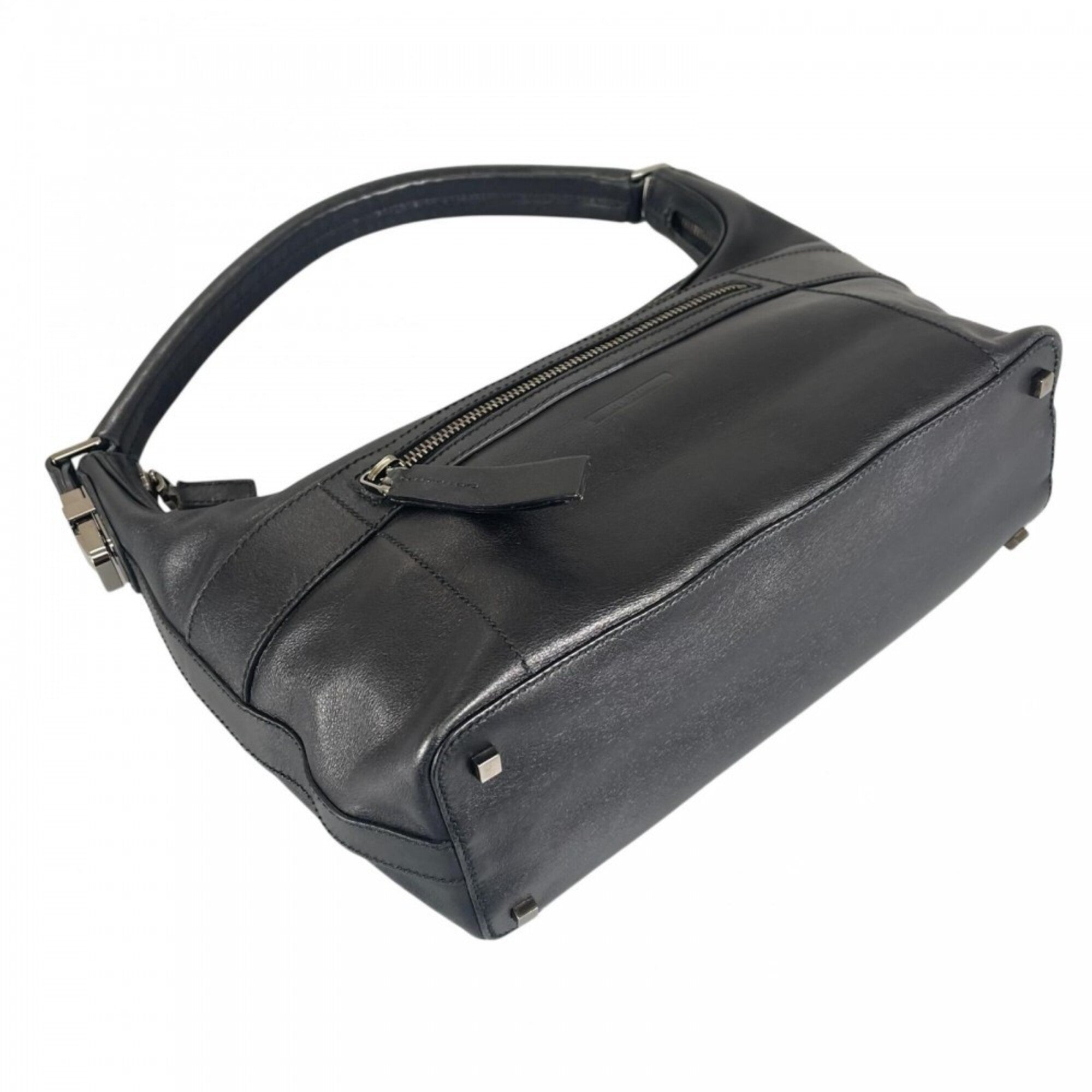 Gucci Black White Leather Handbag (Pre-Owned)