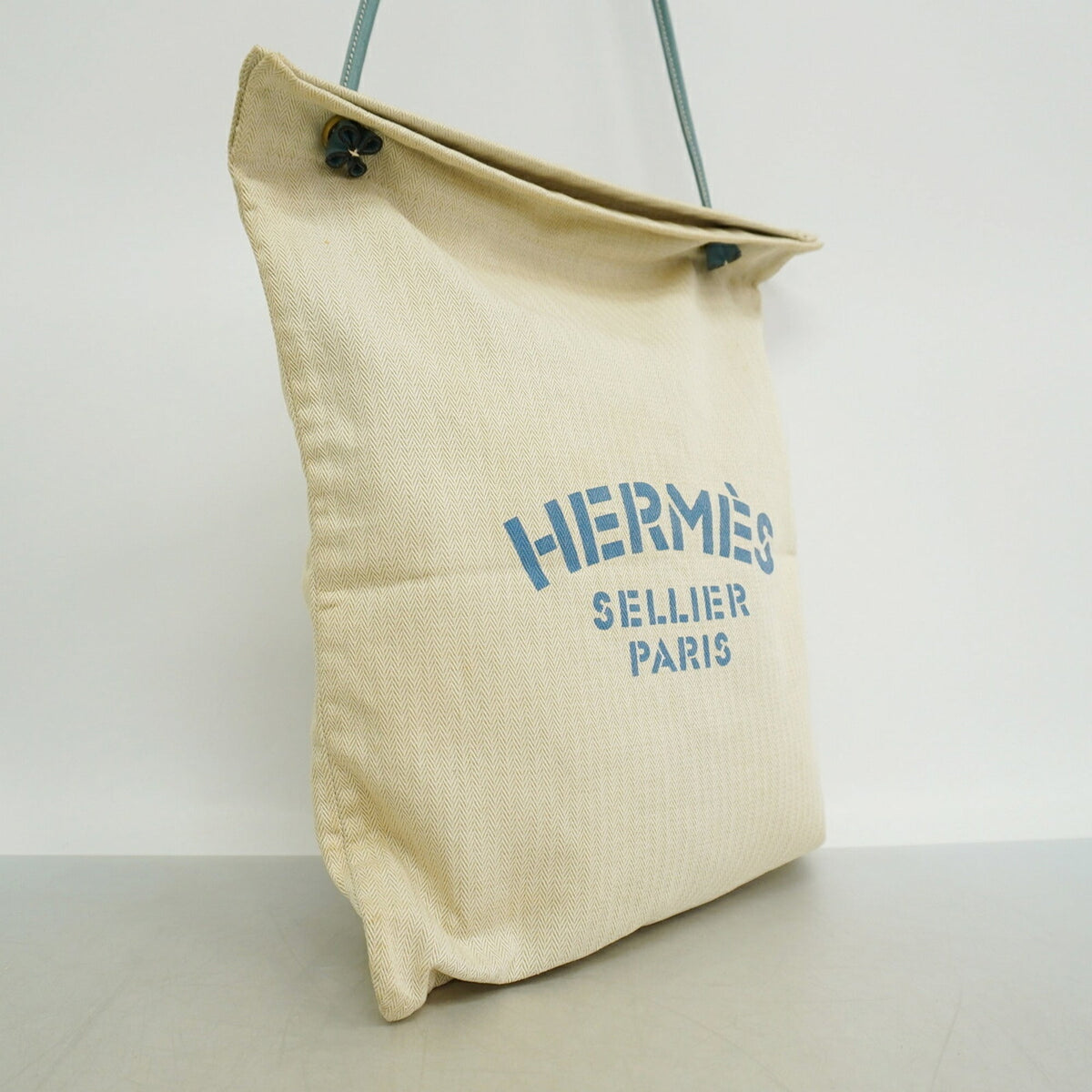 Hermes Blue Toile Chevron Shoulder Bag (Pre-Owned)