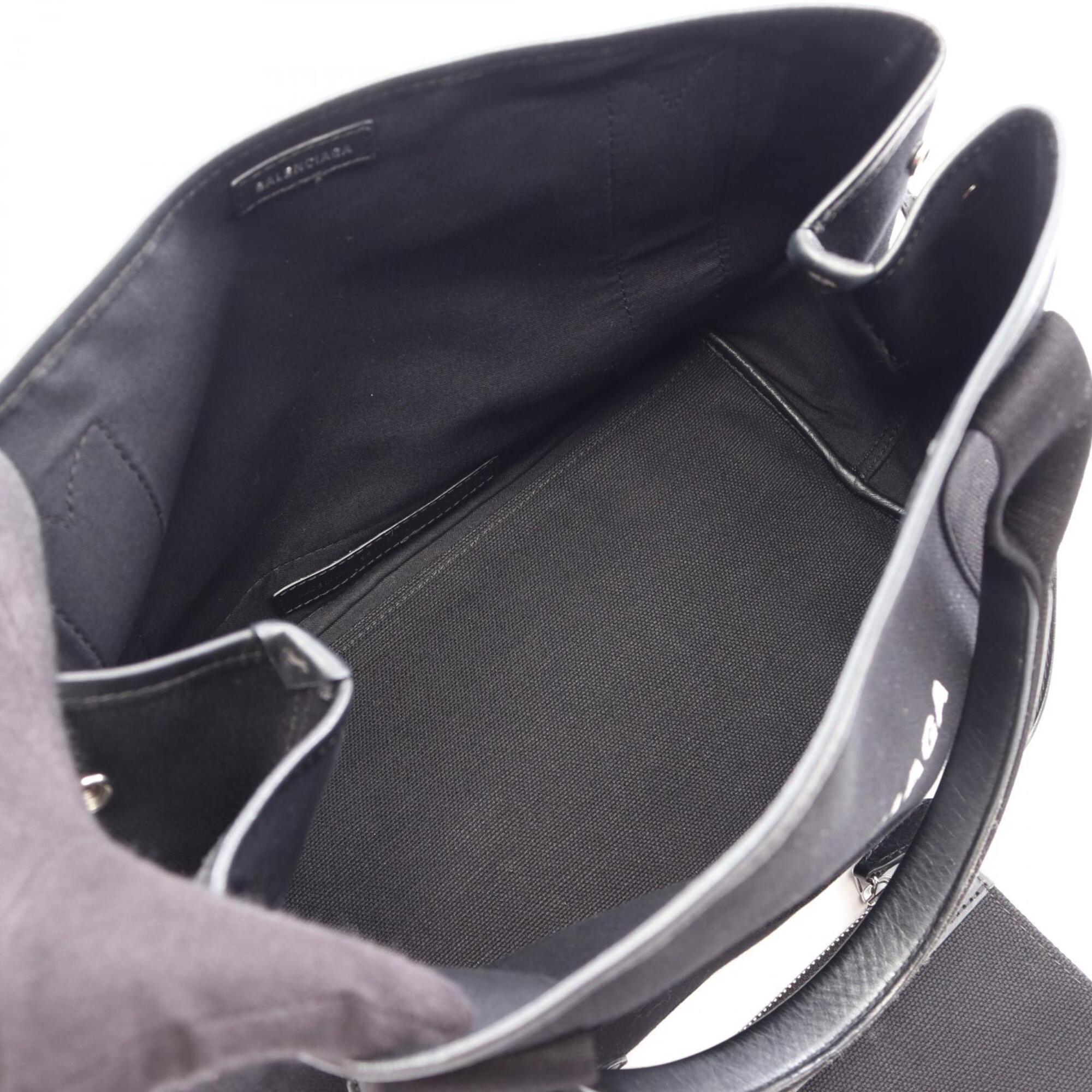 Balenciaga Black Canvas Leather Handbag Pouch Tote Bag (Pre-Owned)