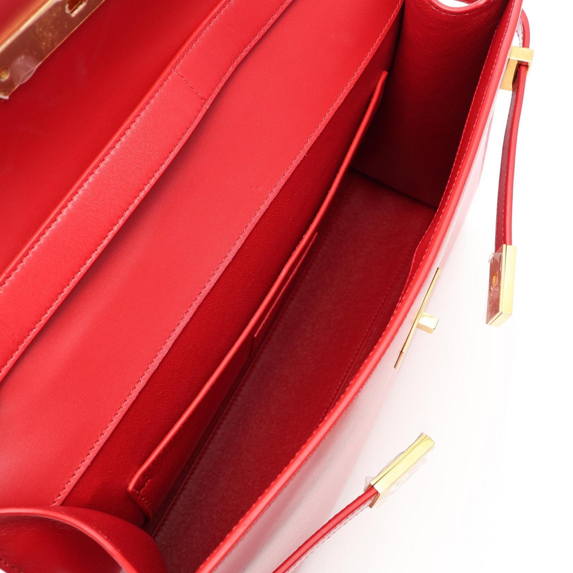 Yves Saint Laurent Red Color Leather Handbag Shoulder Bag (Pre-Owned)