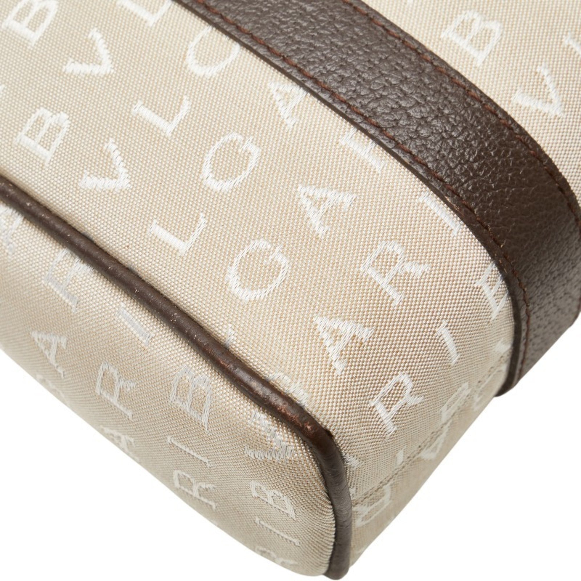 Bvlgari Beige Brown Canvas Leather Handbag (Pre-Owned)