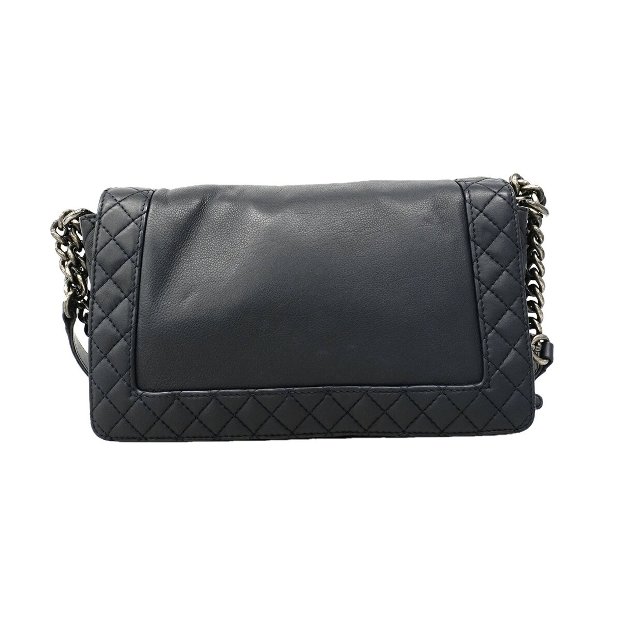 Chanel Navy Leather Shoulder Bag (Pre-Owned)