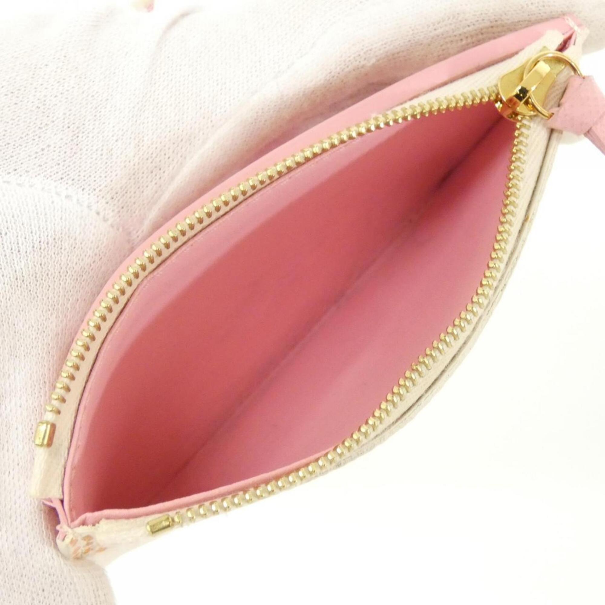 Louis Vuitton Peach Pink Coated Canvas Wallet (Bi-Fold) (Pre-Owned)