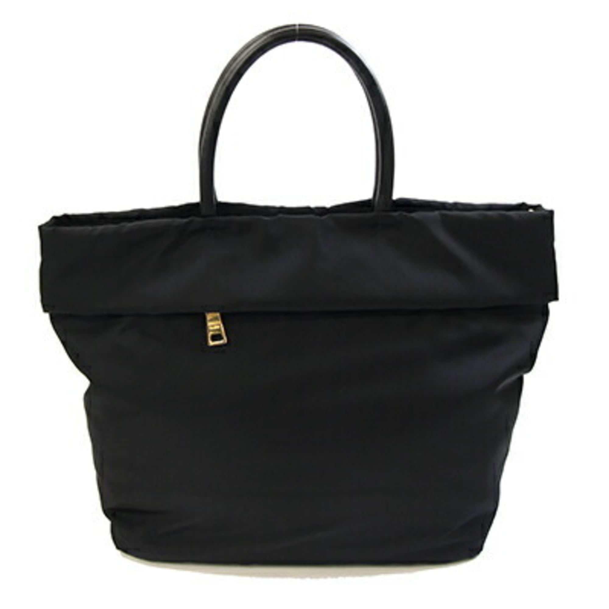 Prada Black Nero Nylon Leather Handbag (Pre-Owned)