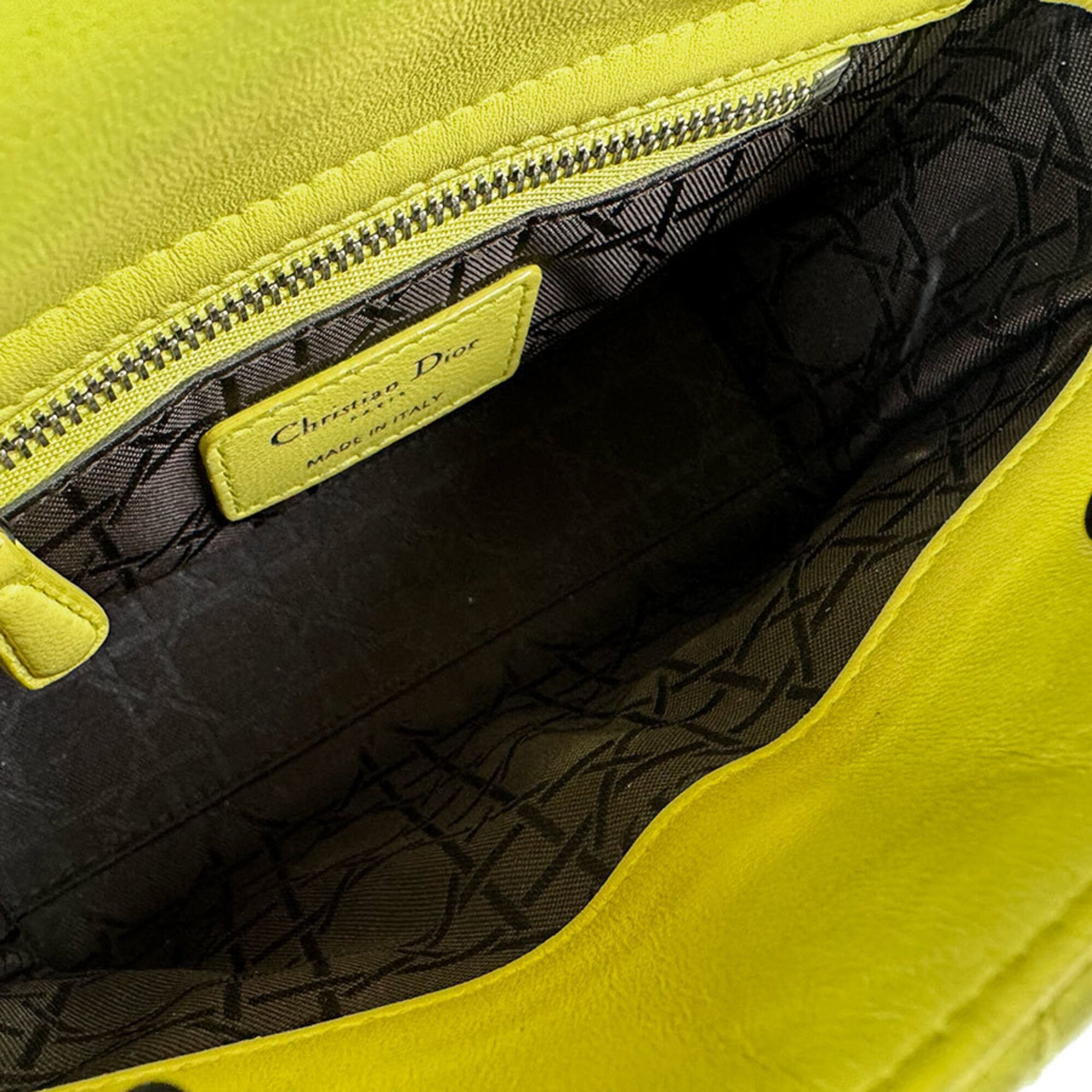 Christian Dior Green Yellow Leather Handbag Shoulder Bag (Pre-Owned)