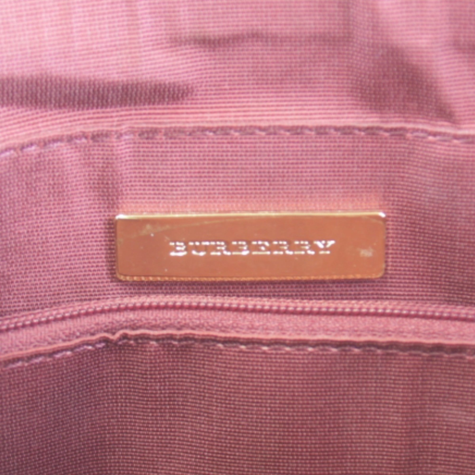 Burberry Red Color Canvas Leather Handbag (Pre-Owned)