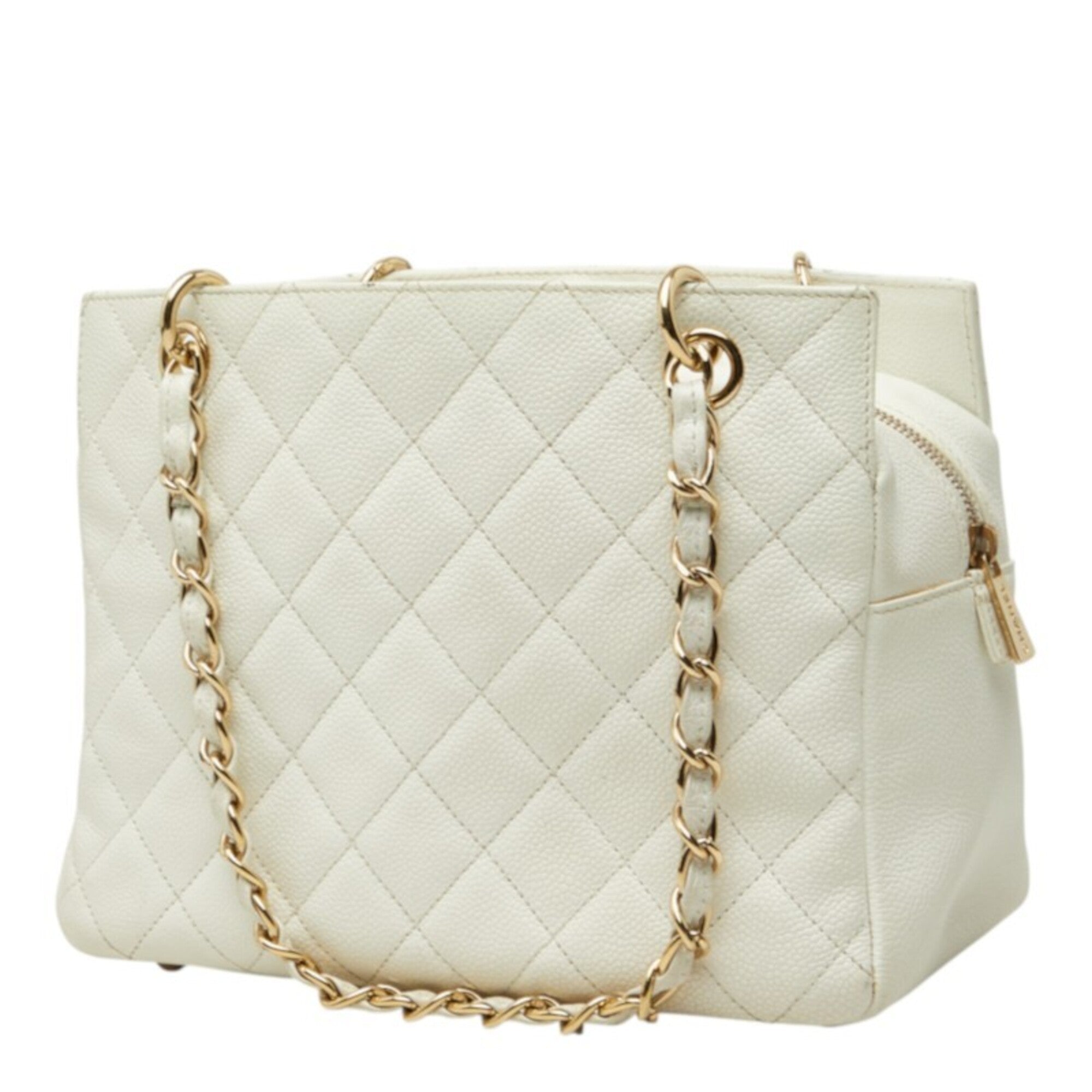 Chanel White Grained Calfskin Shoulder Bag (Pre-Owned)