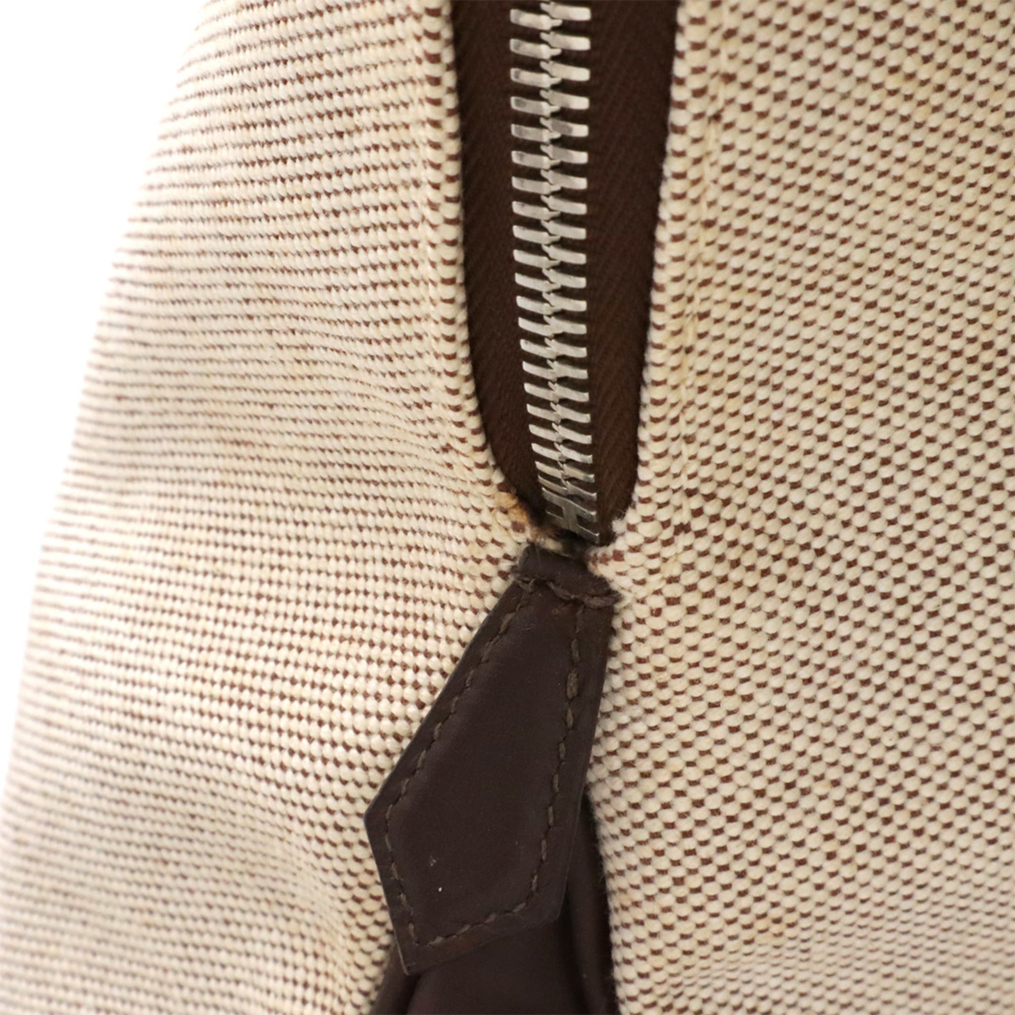 Hermes Brown Natural Toile H Leather Handbag Tote Bag (Pre-Owned)