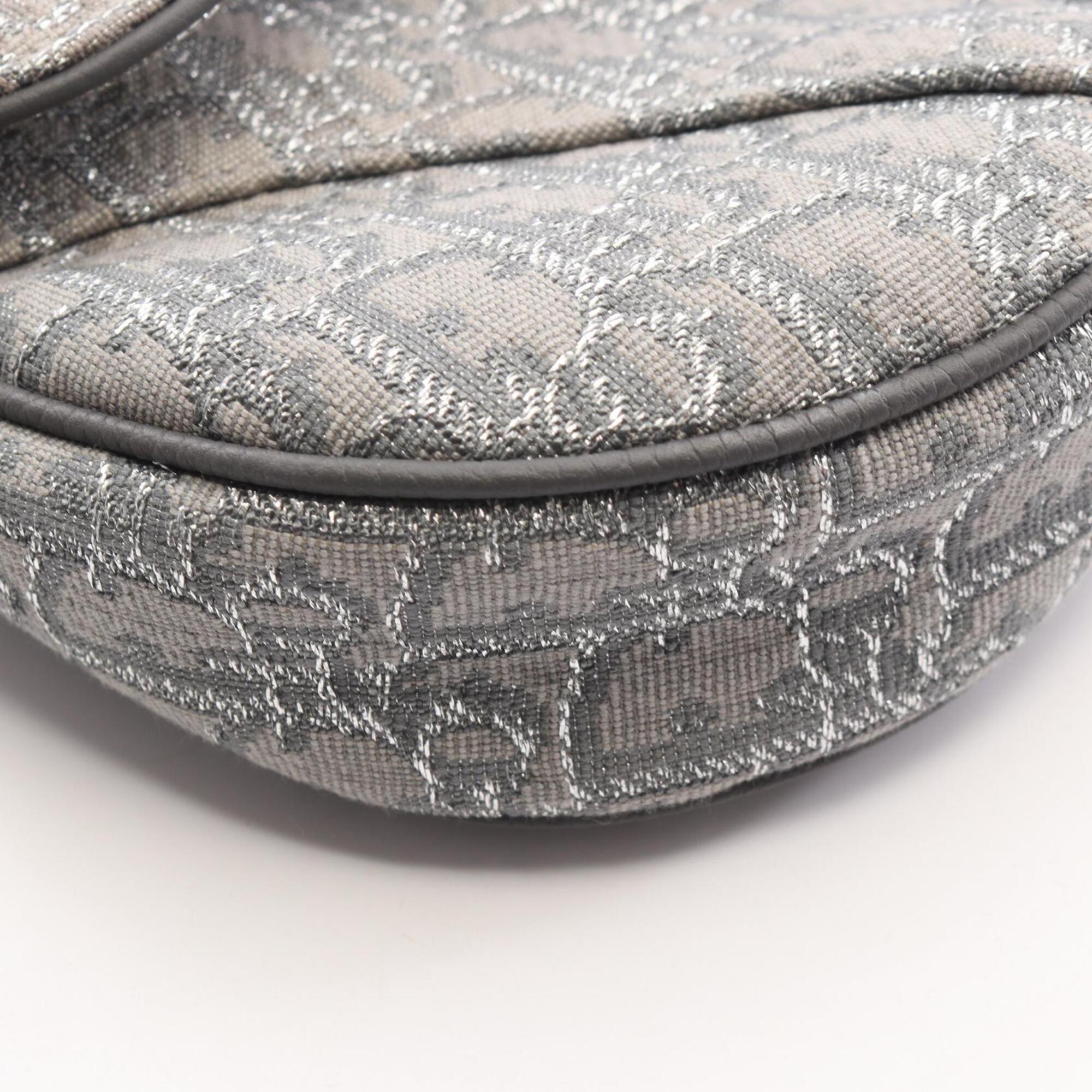 Christian Dior Gray Canvas Leather Fanny Pack Handbag Saddle Bag (Pre-Owned)