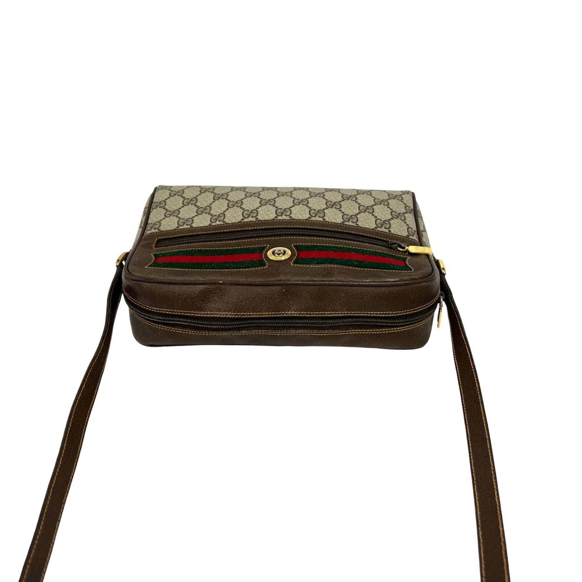 Gucci Brown Green Red Color Leather Pvc Pochette Shoulder Bag (Pre-Owned)