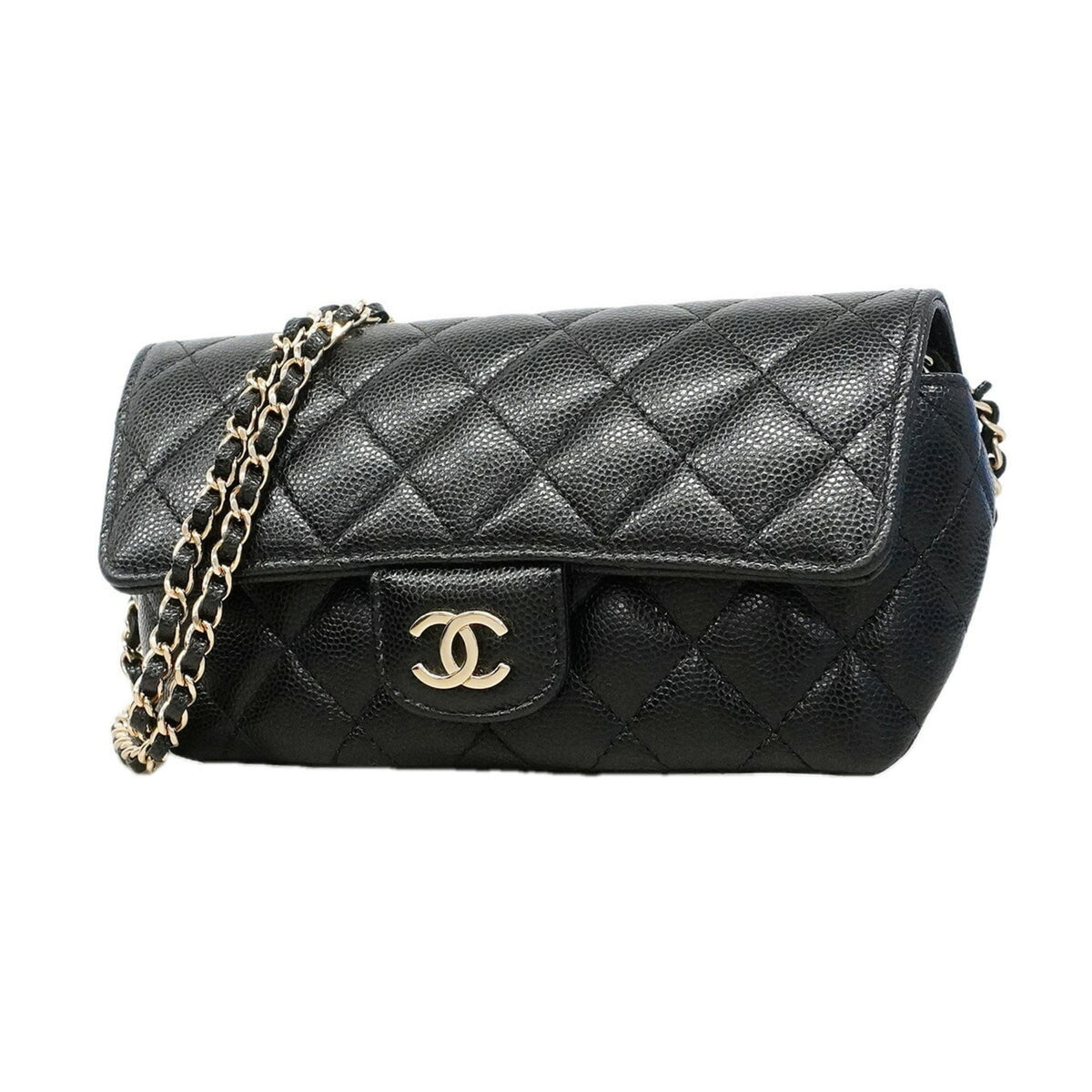 Chanel Black Grained Calfskin Shoulder Bag (Pre-Owned)